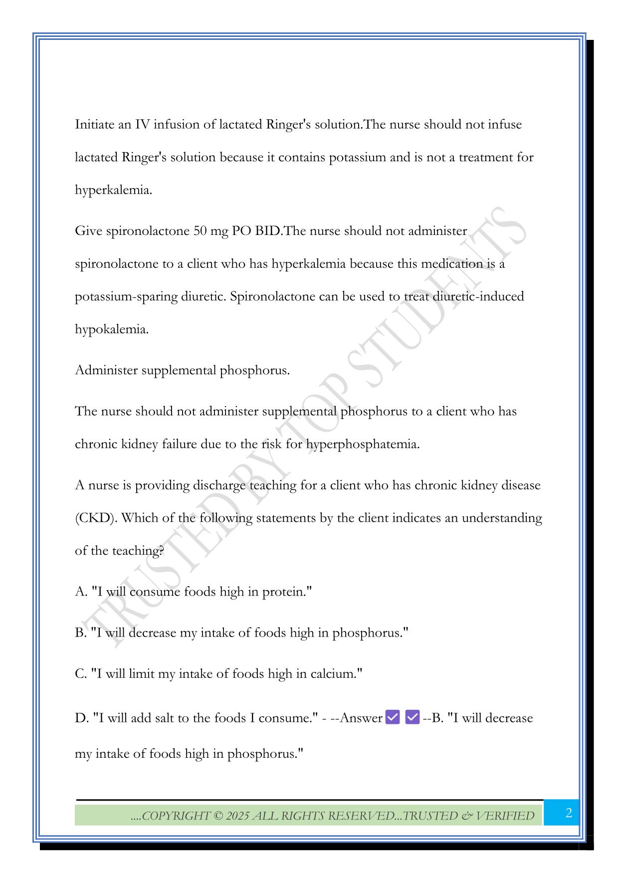 ATI Renal and Urinary Exam 2025 Questions and Answers