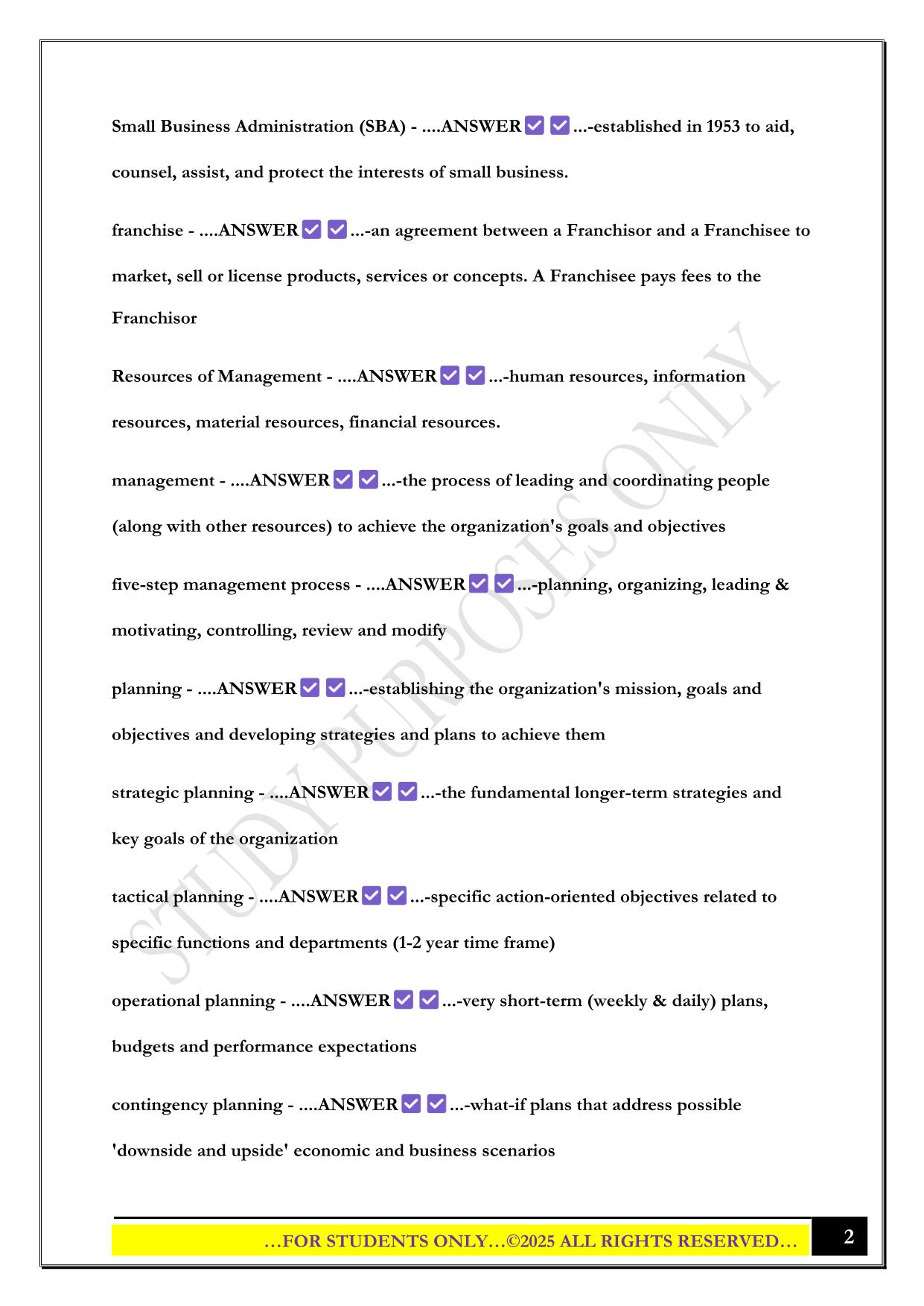 IUPUI BUS-x100 Exam 2 2025 Questions and Answers