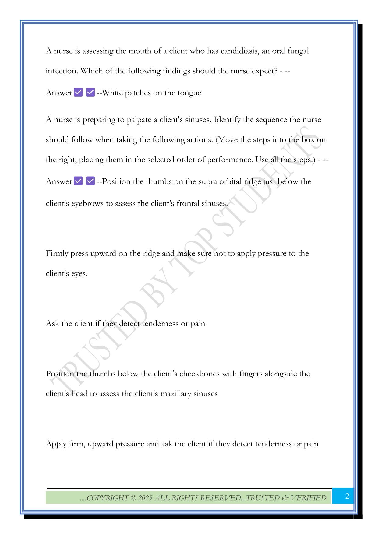 Head, Neck and Neurological ATI Exam 2025 Questions and Answers