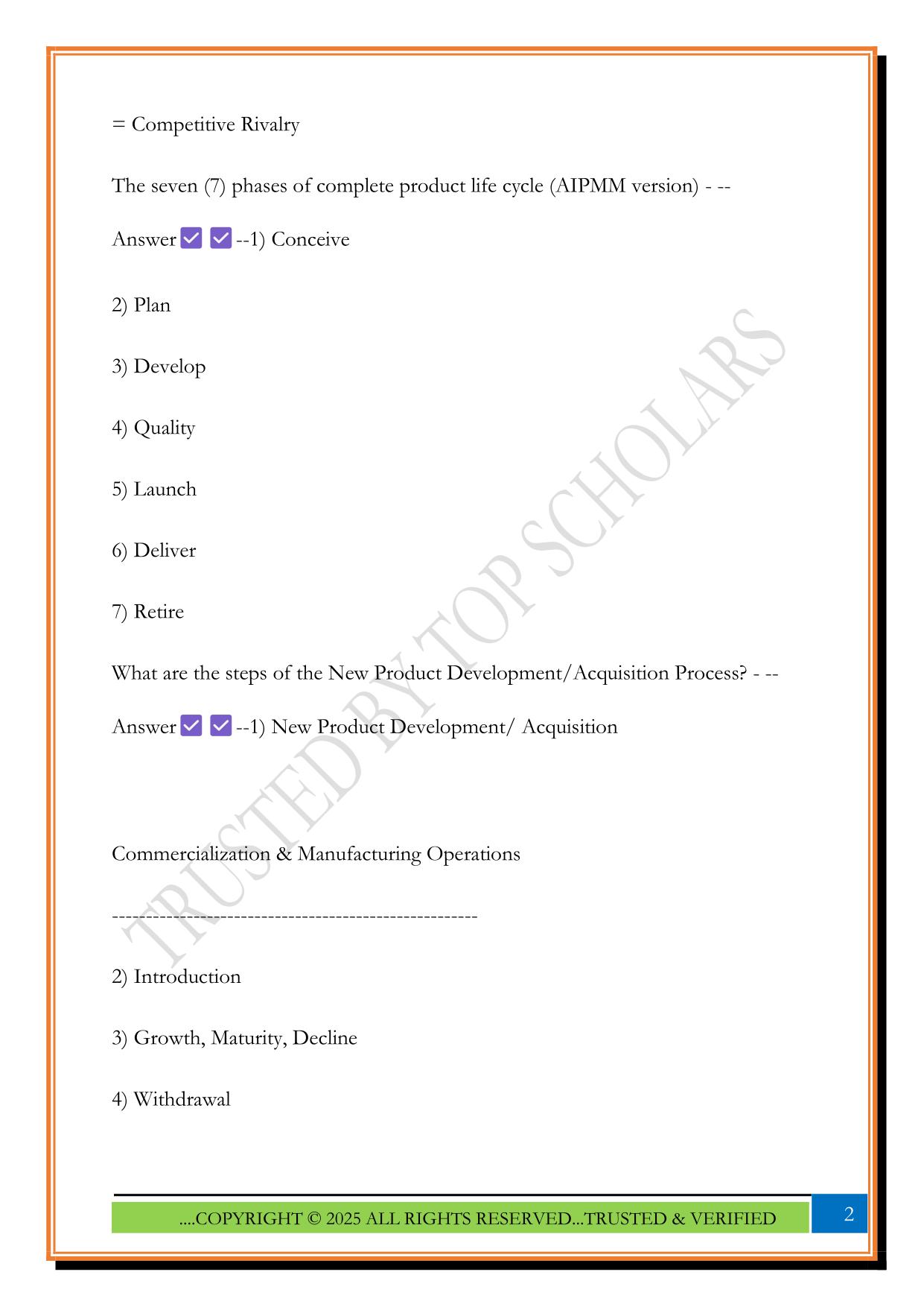 Certified Product Manager - Online Course and Exam - 280 Product Group / AIPMM 2025 Questions and Answers
