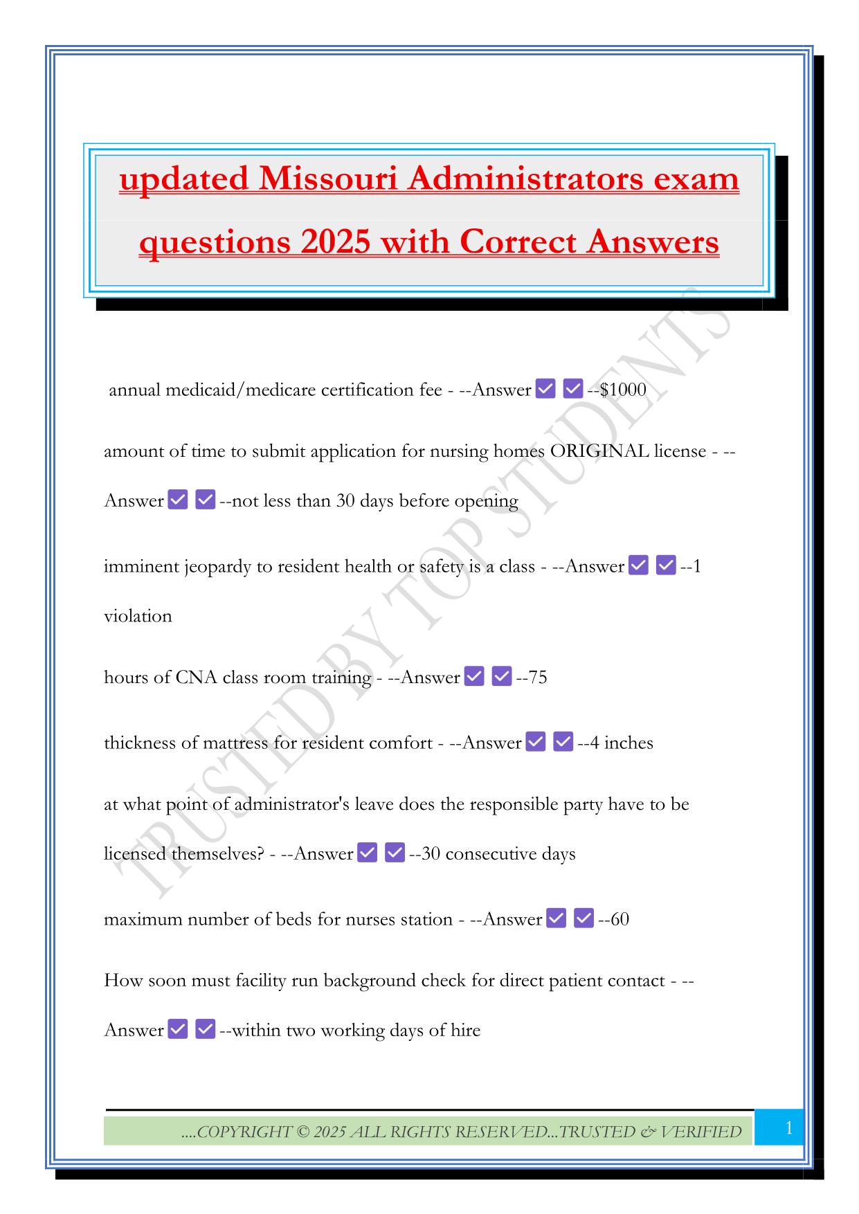 updated Missouri Administrators exam questions 2025 with Correct Answers
