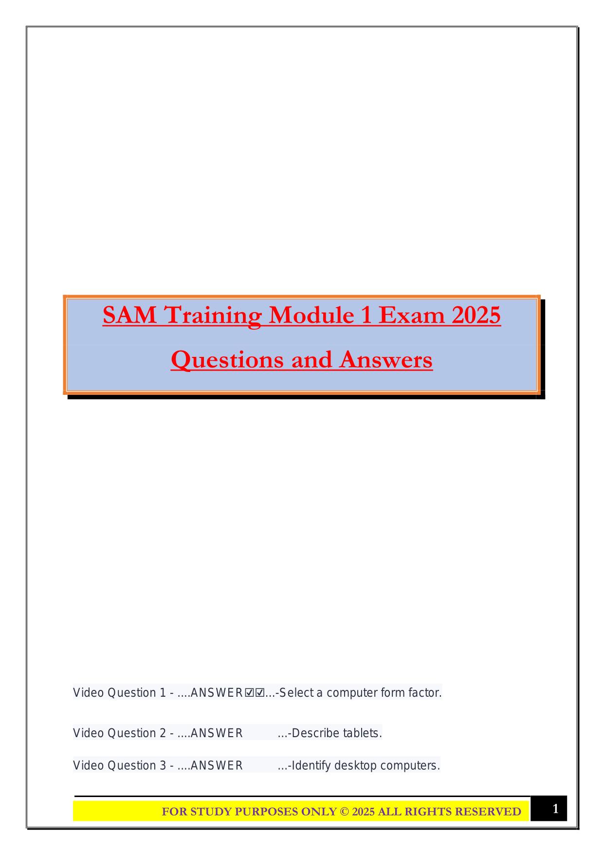 SAM Bundled Exams 2025/2026 |Questions and Answers|100% Pass