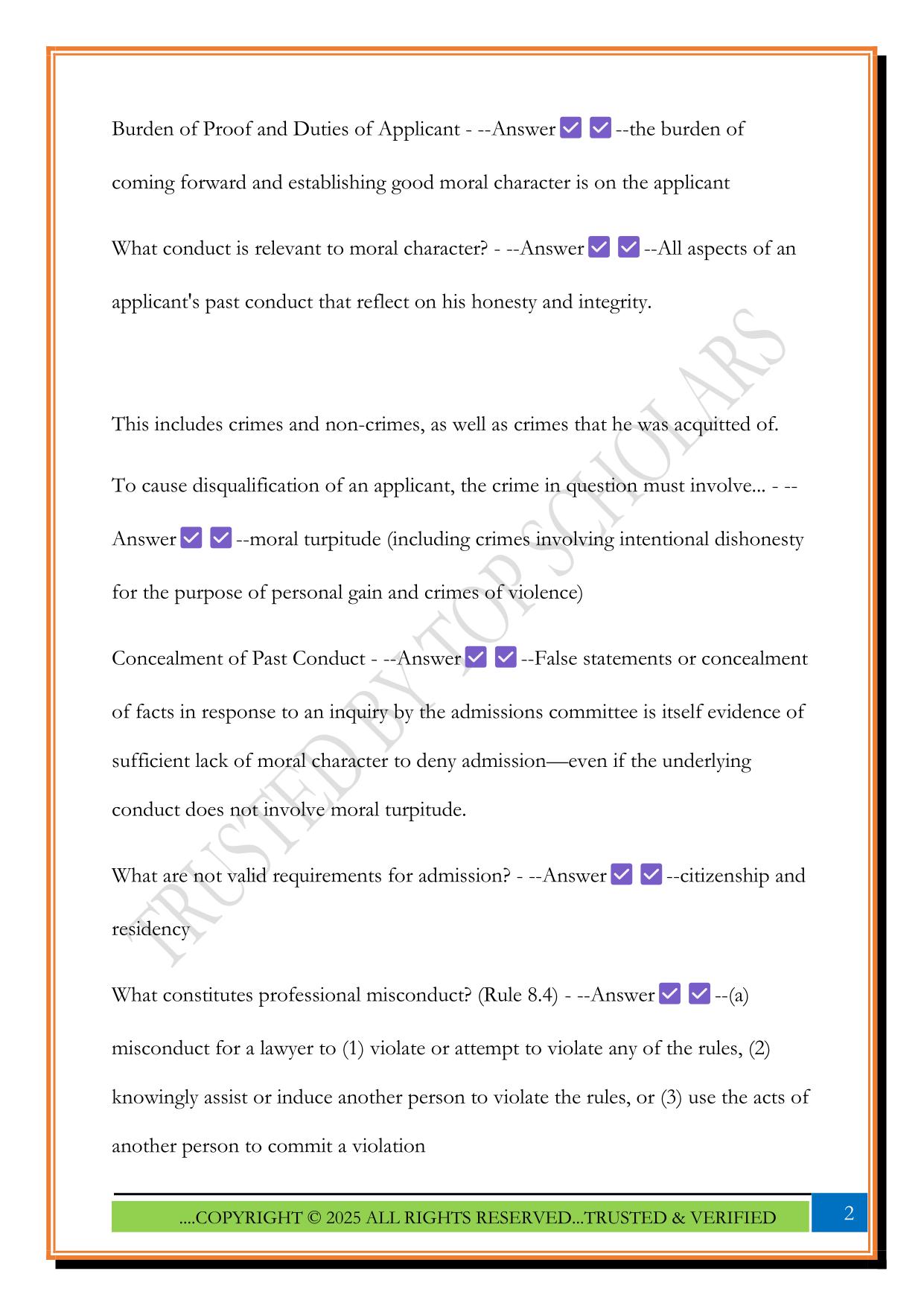 Barbri MPRE Exam 2025 Questions and Answers