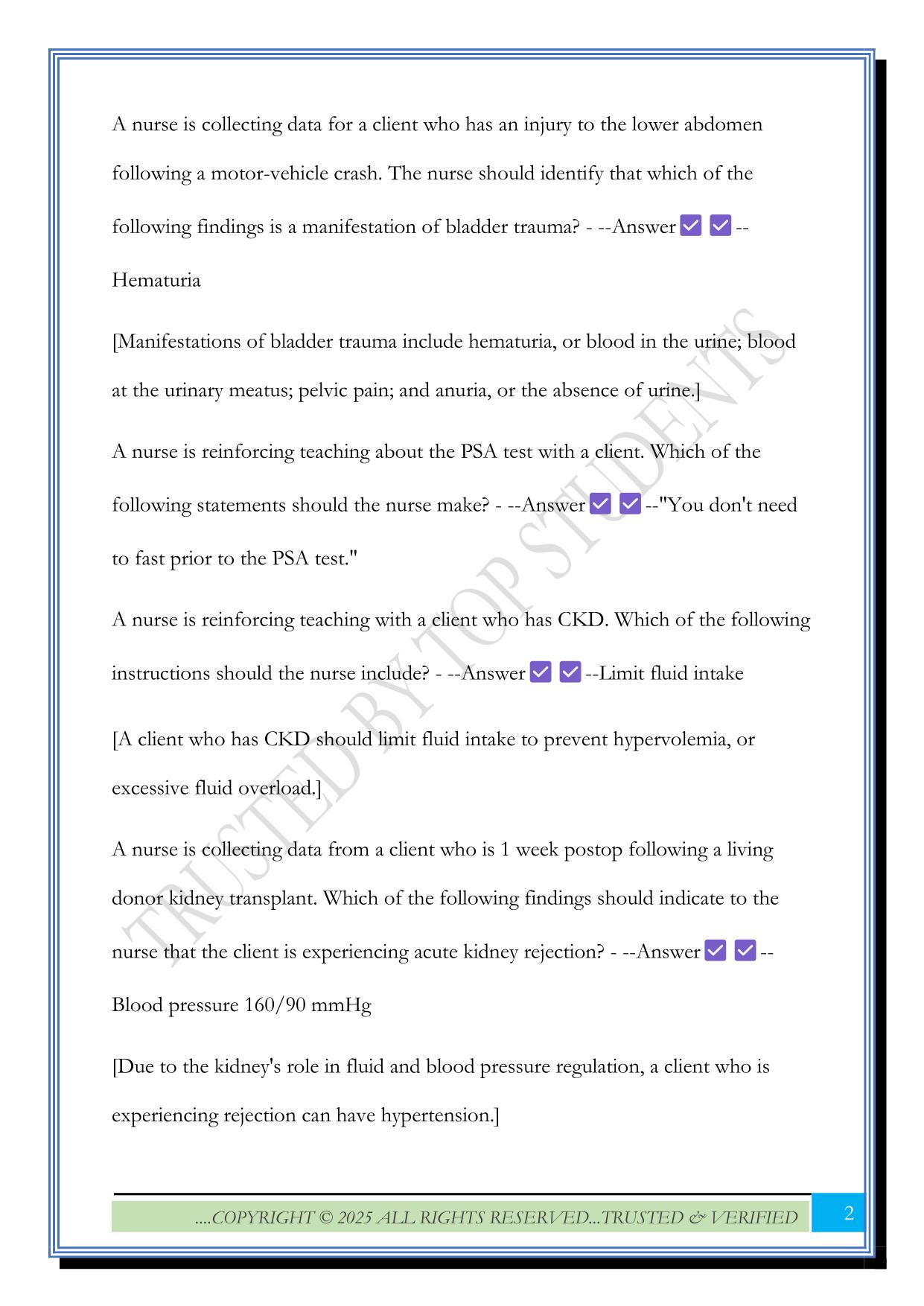 ATI Learning System = Medical- Surgical: Renal and Urinary Exam 2025 Questions and Answers