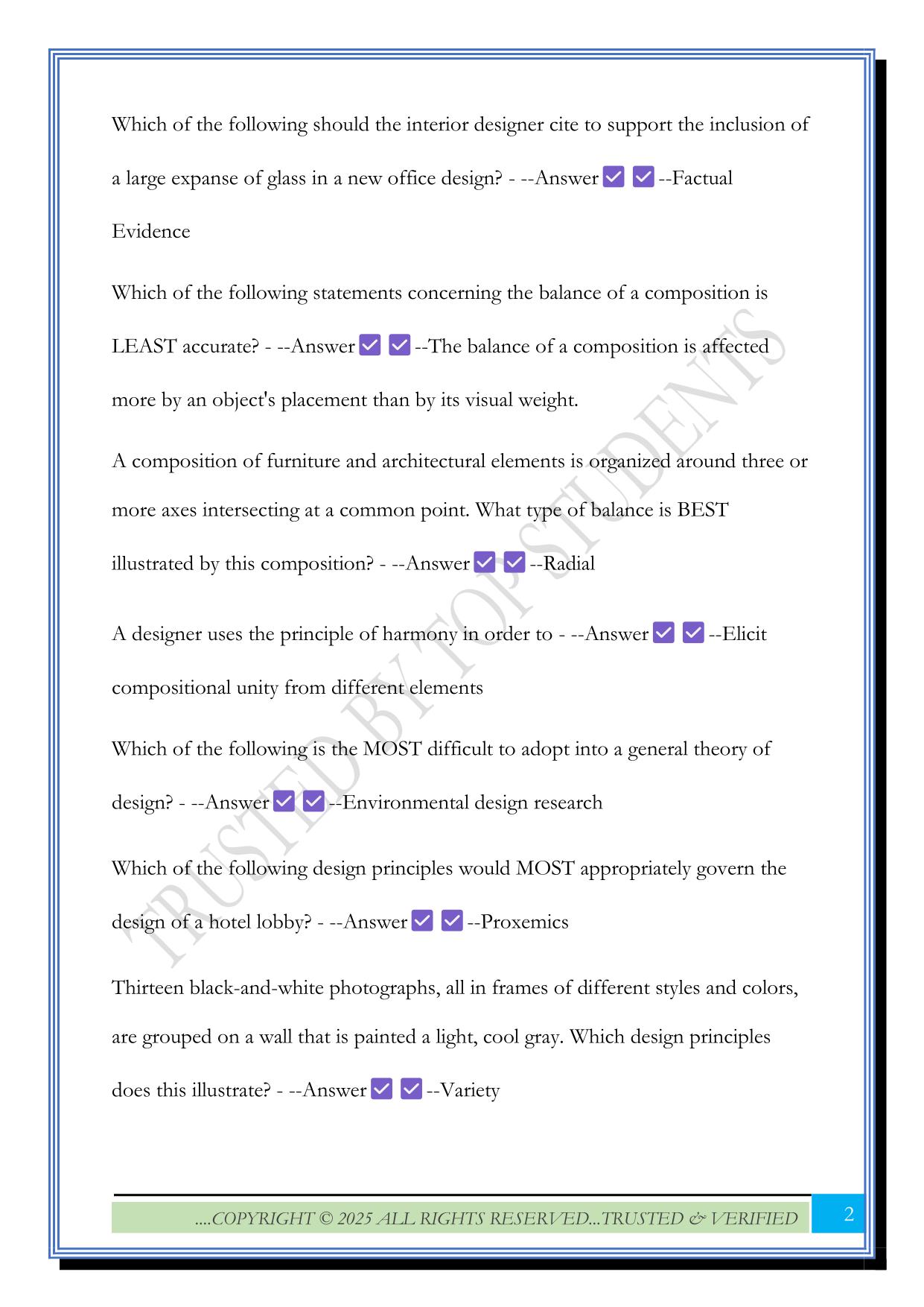 NCIDQ Final Exam 2025 Questions and Answers
