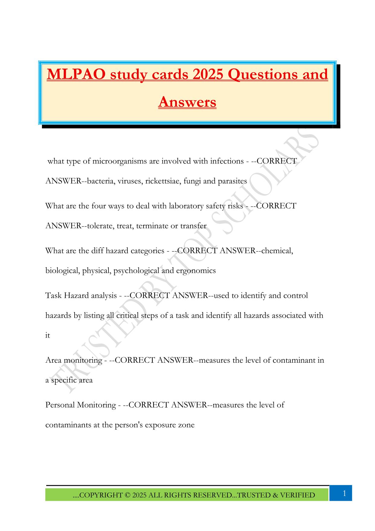 MLPAO Test Prep ~ Microbiology 2025 Questions and Answers