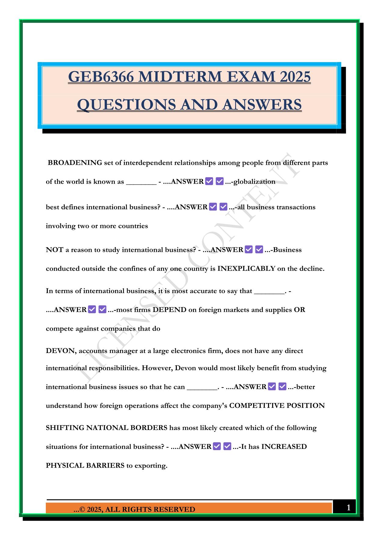 GEB6366 MIDTERM EXAM 2025 QUESTIONS AND ANSWERS