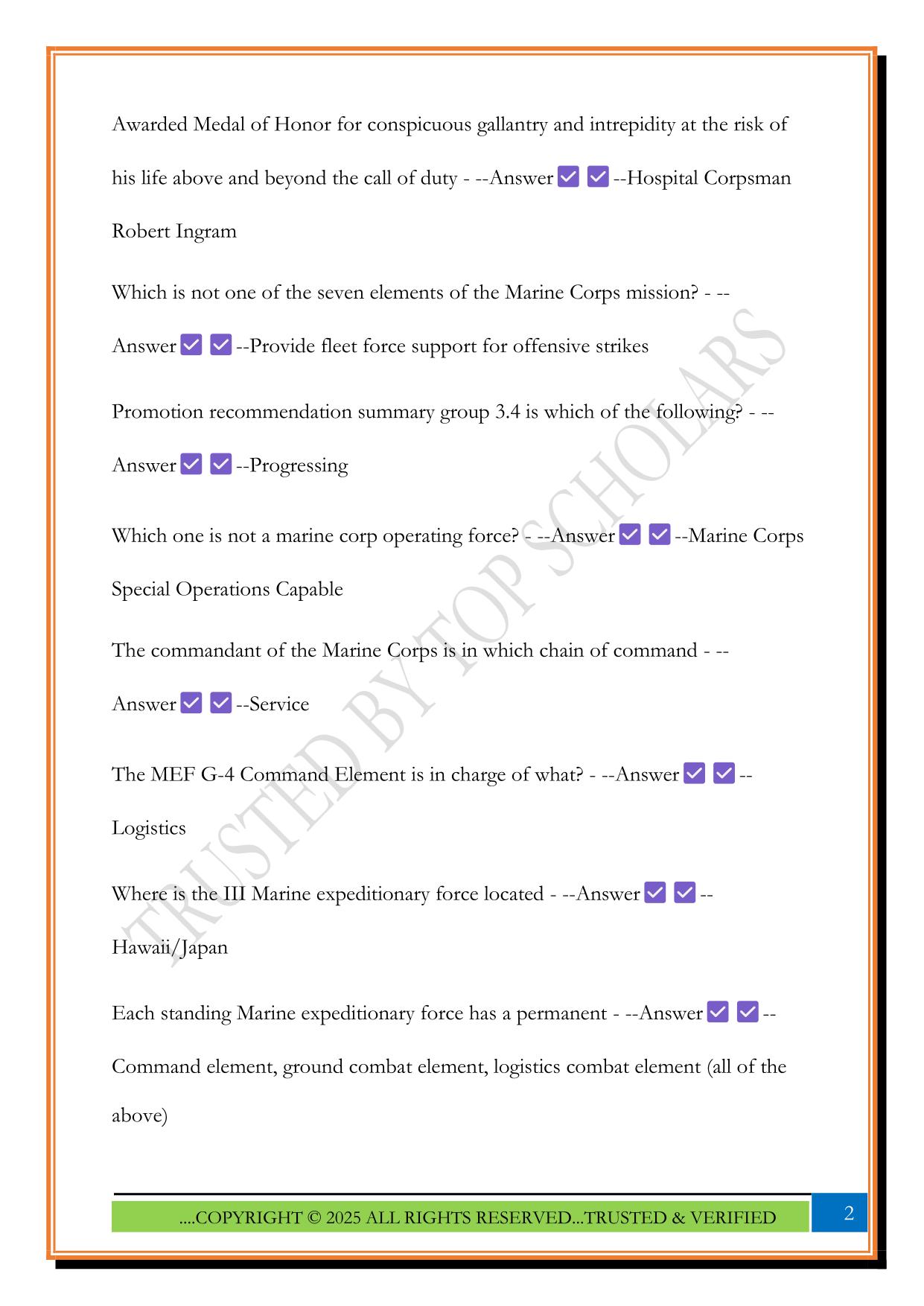 FMF CORE TEST E 2025 Questions and Answers