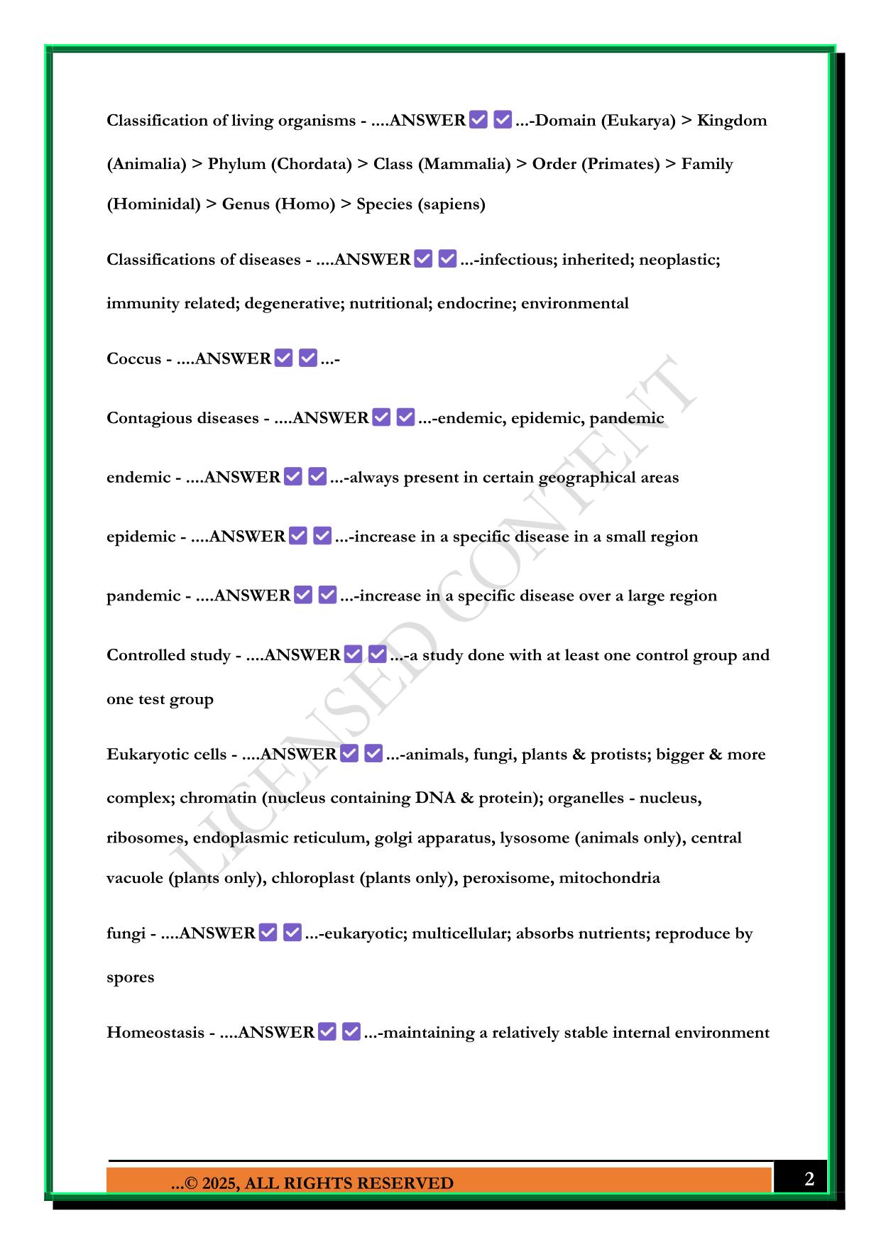 BIO N100 EXAM 1 (IUPUI) 2025 QUESTIONS AND ANSWERS
