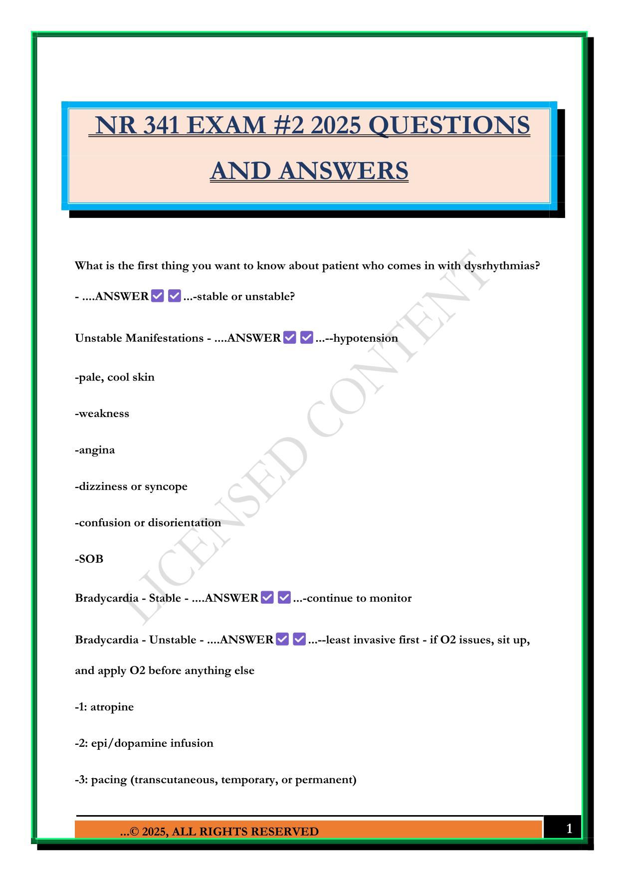 NR 341 EXAM #2 2025 QUESTIONS AND ANSWERS