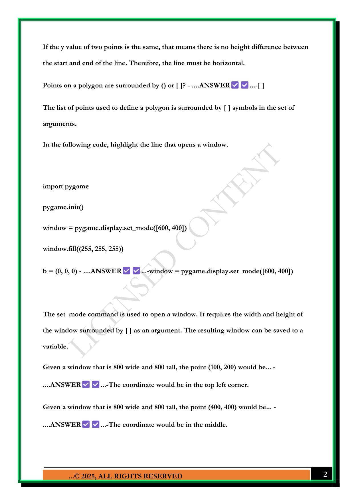 TECHSMART PYTHON UNIT 3 (LESSONS 3.1 - 3.3) EXAM 2025 QUESTIONS AND ANSWERS