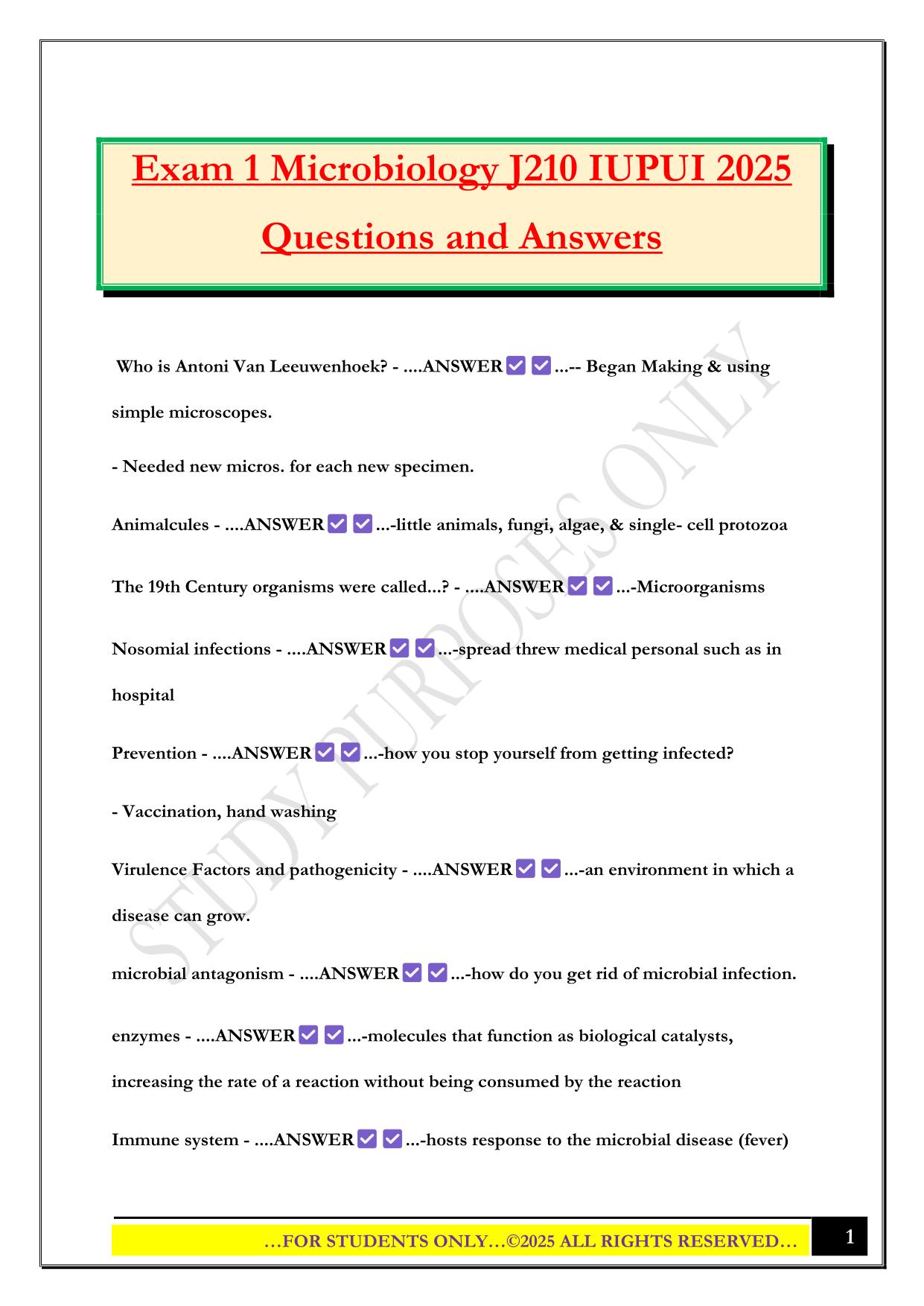 IUPUI Bundled Exams 2025/2026 |Questions and Answers|100% Pass