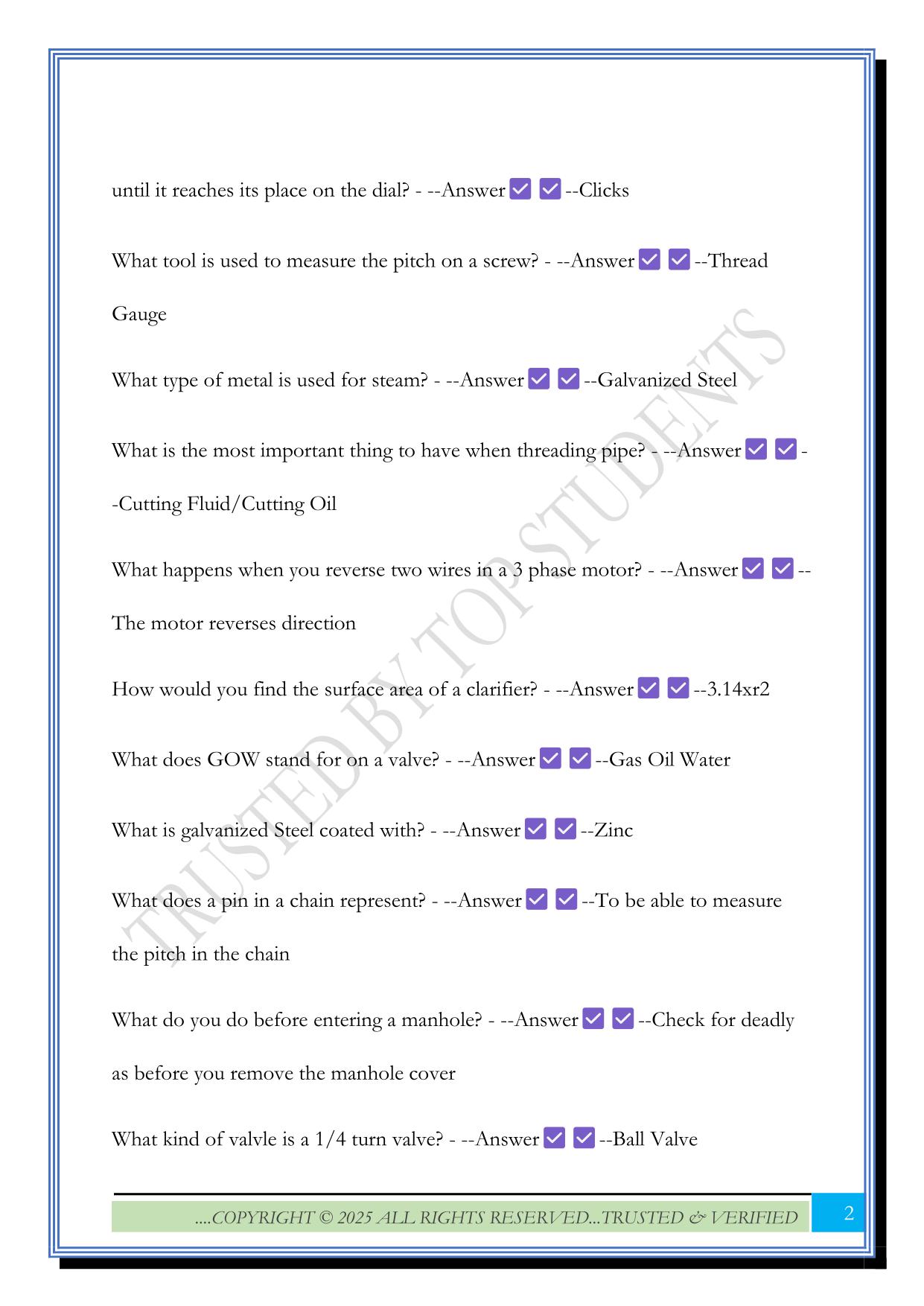 Mechanical Technologist Grade 1 Study Material Exam 2025 Questions and Answers