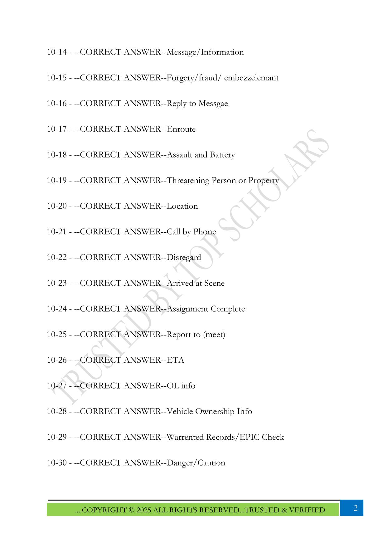 VA Police scanner codes Exam 2025 Questions and Answers