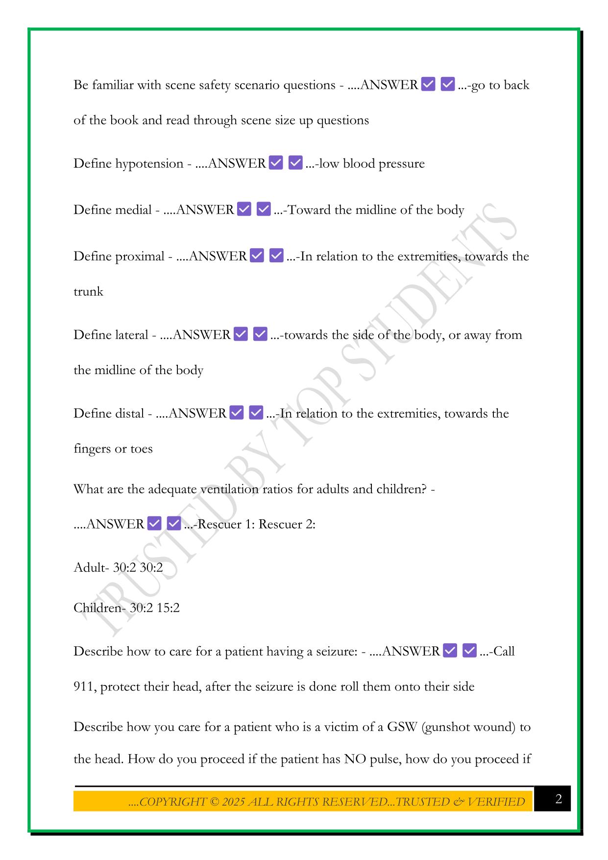 FIRST RESPONDER FINAL STUDY GUIDE 2025 QUESTIONS AND ANSWERS