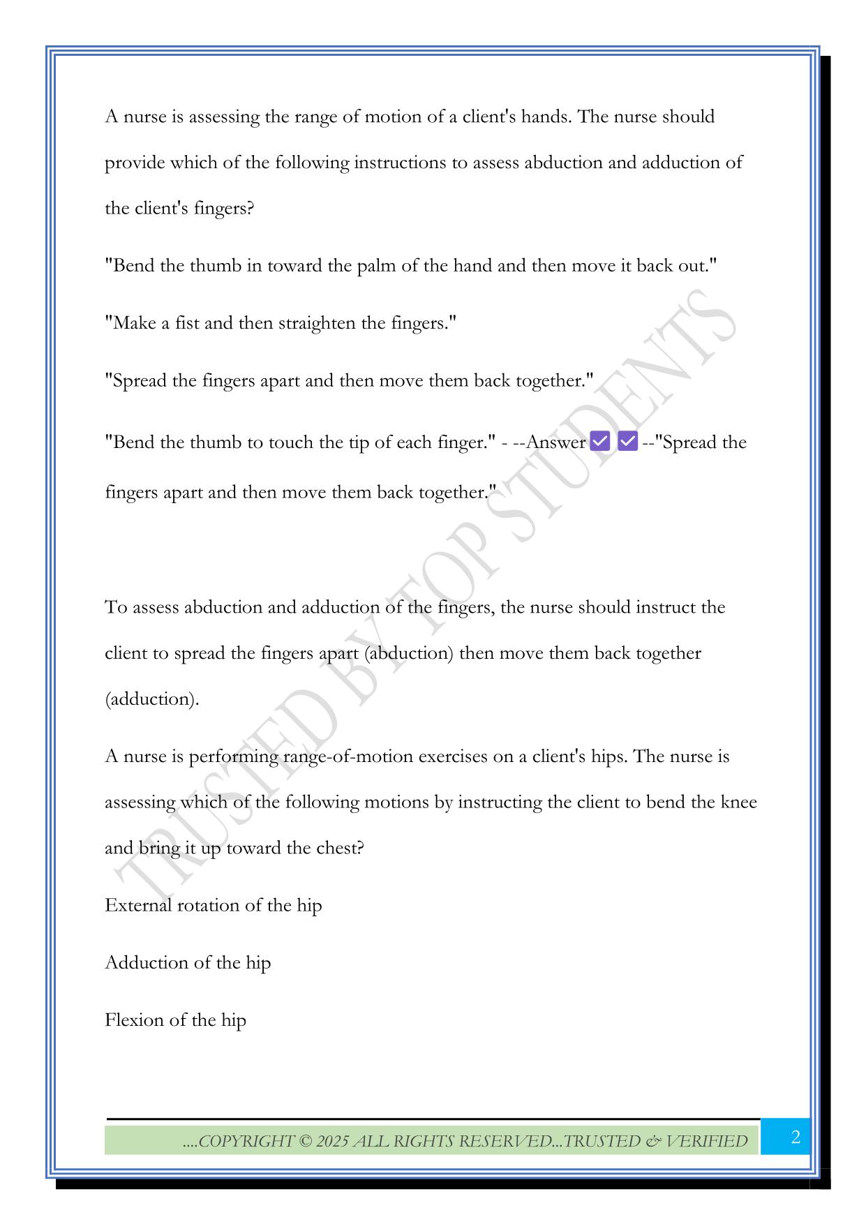 ATI Health Assess 2.0 Musculoskeletal/Neuro Learning Module Test 2025 Questions and Answers