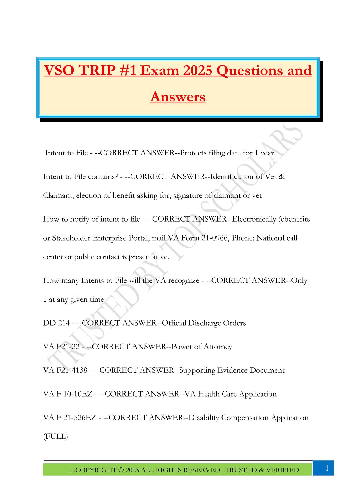 Veteran Service Officer (VSO) Fall 2025 Bundled Exams Questions and Answers |100% Pass Verified and Updated
