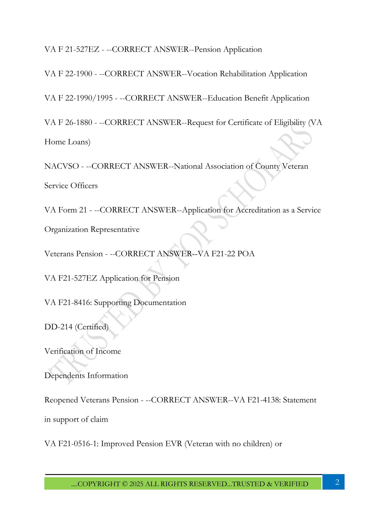 VSO TRIP #1 Exam 2025 Questions and Answers