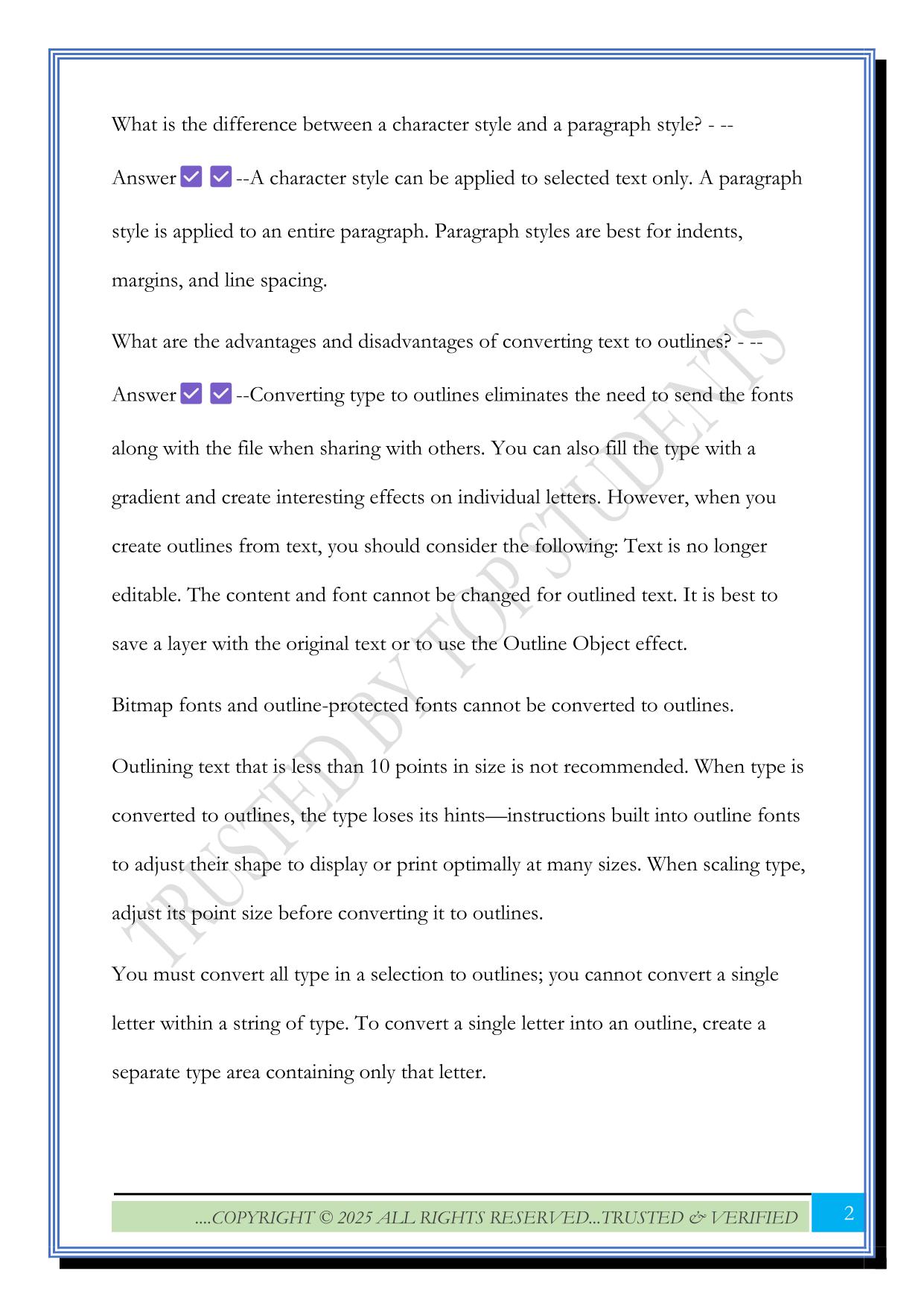 Adobe Illustrator Review Questions 2025 with Answers