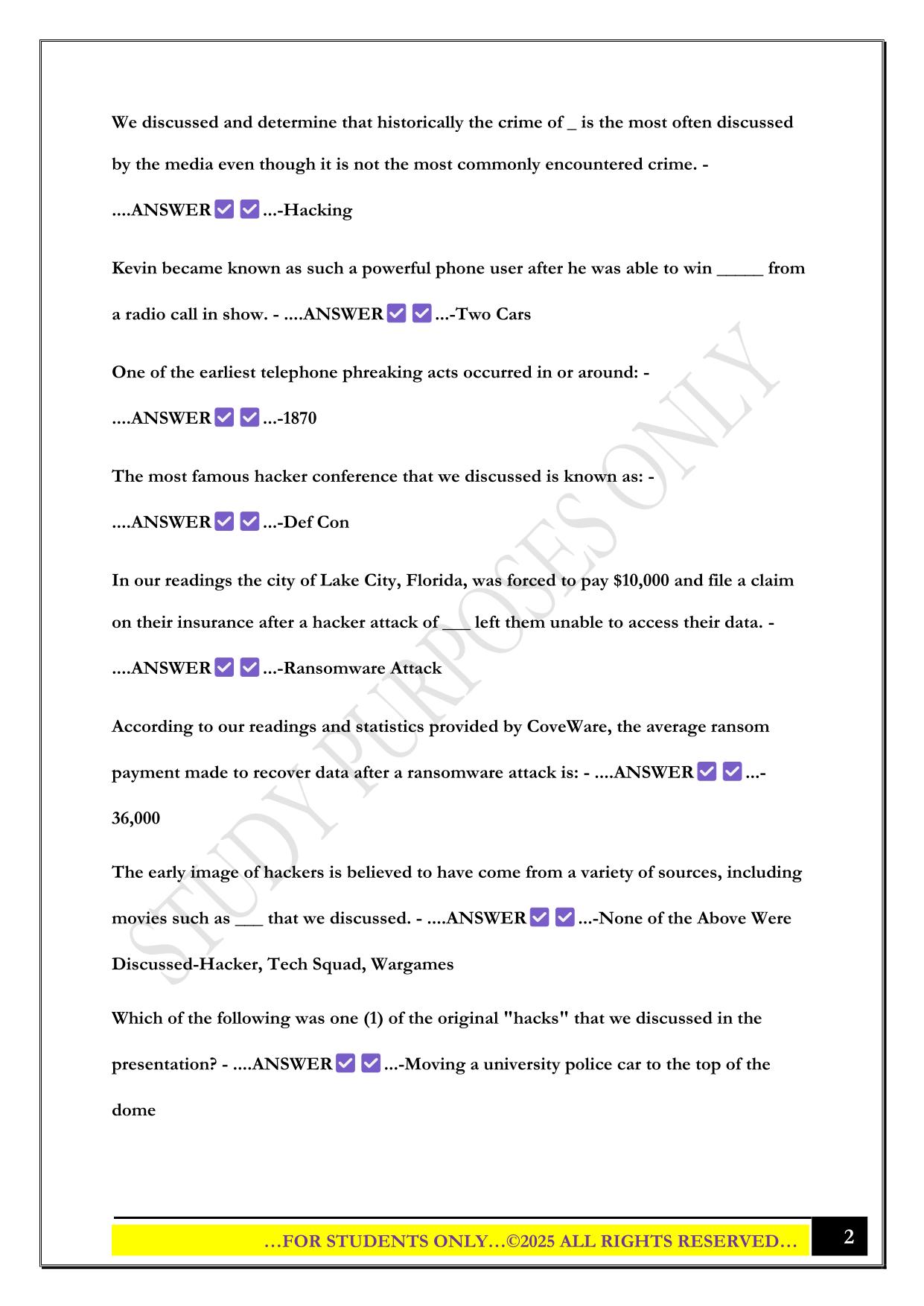 Cyber Crime Investigation Exam 2025 Questions and Answers