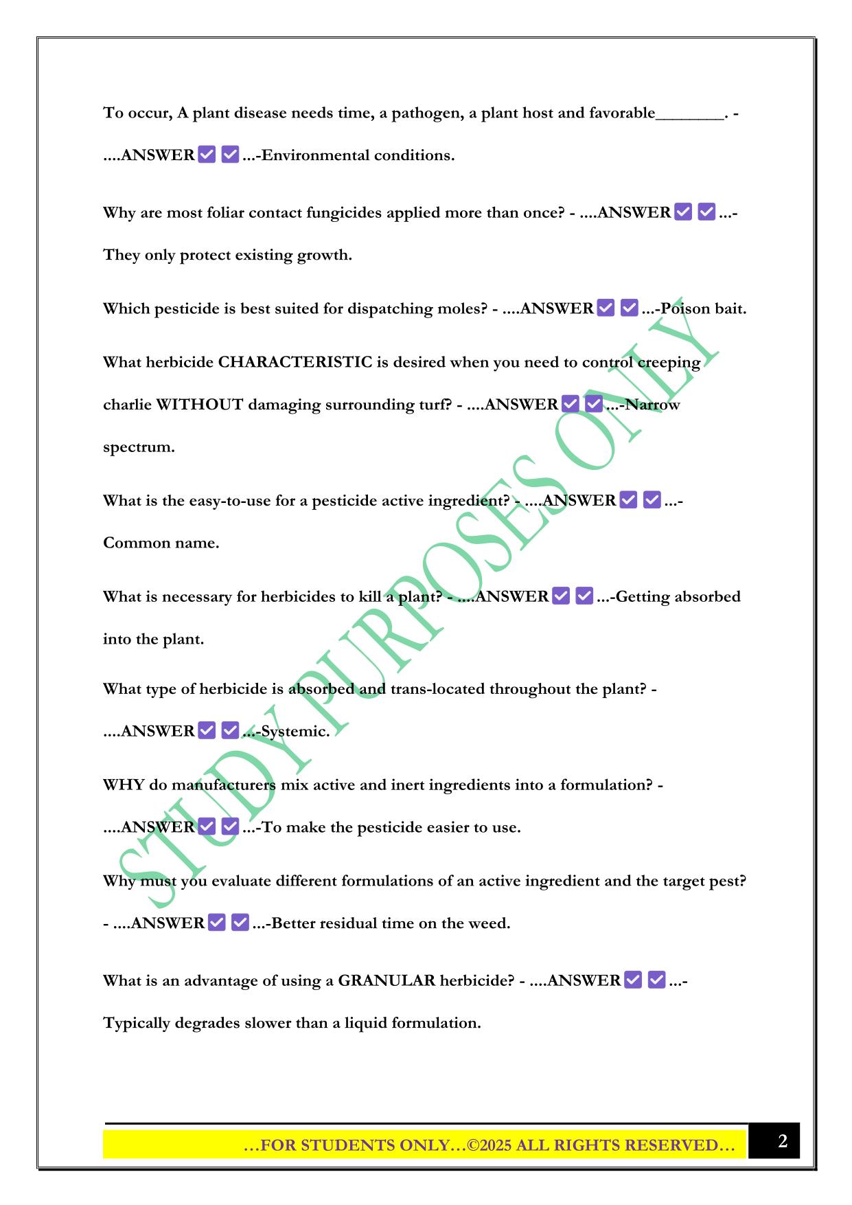 1…FOR STUDENTS ONLY…©️ 2025 ALL RIGHTS RESERVED… Turf & Landscape (3.0) ACTUAL EXAM QUESTIONS WITH COMPLETE SOLUTION GUIDE (A+ GRADED 100% VERIFIED) LATEST VERSION 2025