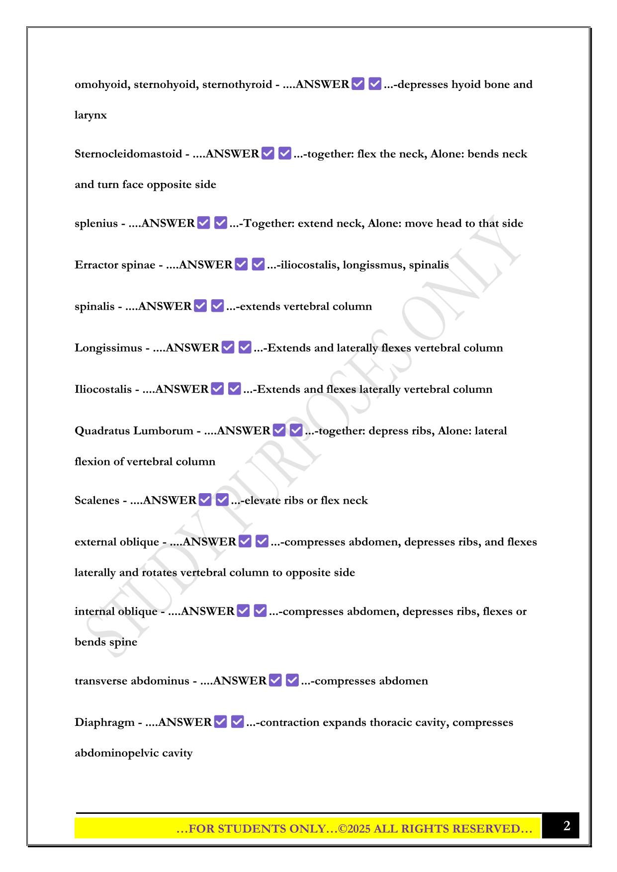 IUPUI Anatomy Exam 3 2025 Questions and Answers