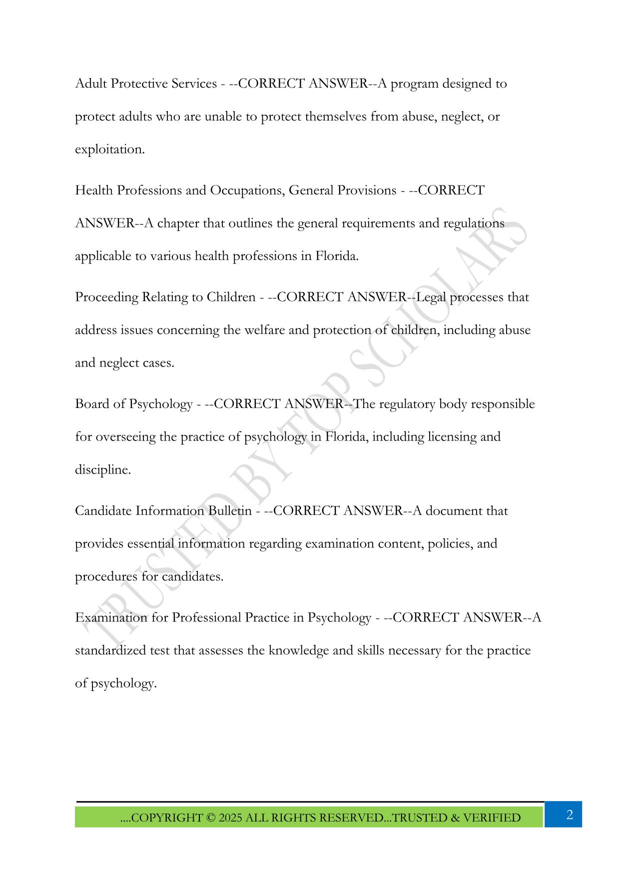 Florida Psychology Laws and Rules Examination Guide 2025 Questions and Answers