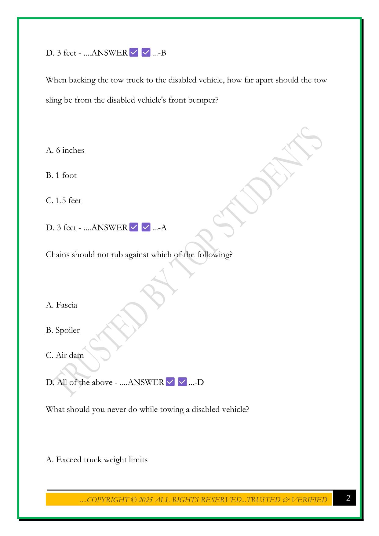 NYS TOW TRUCK ENDORSEMENT PRACTICE TEST 7 2025 QUESTIONS AND ANSWERS