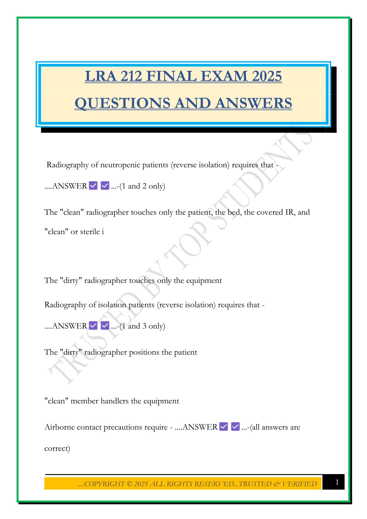 LRA 212 FINAL EXAM 2025 QUESTIONS AND ANSWERS