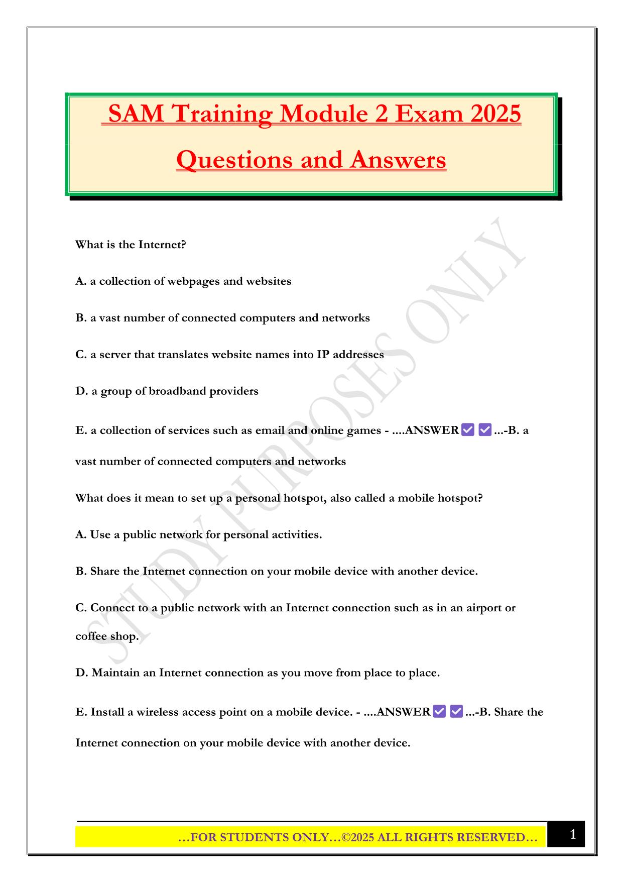 SAM Training Module 2 Exam 2025 Questions and Answers