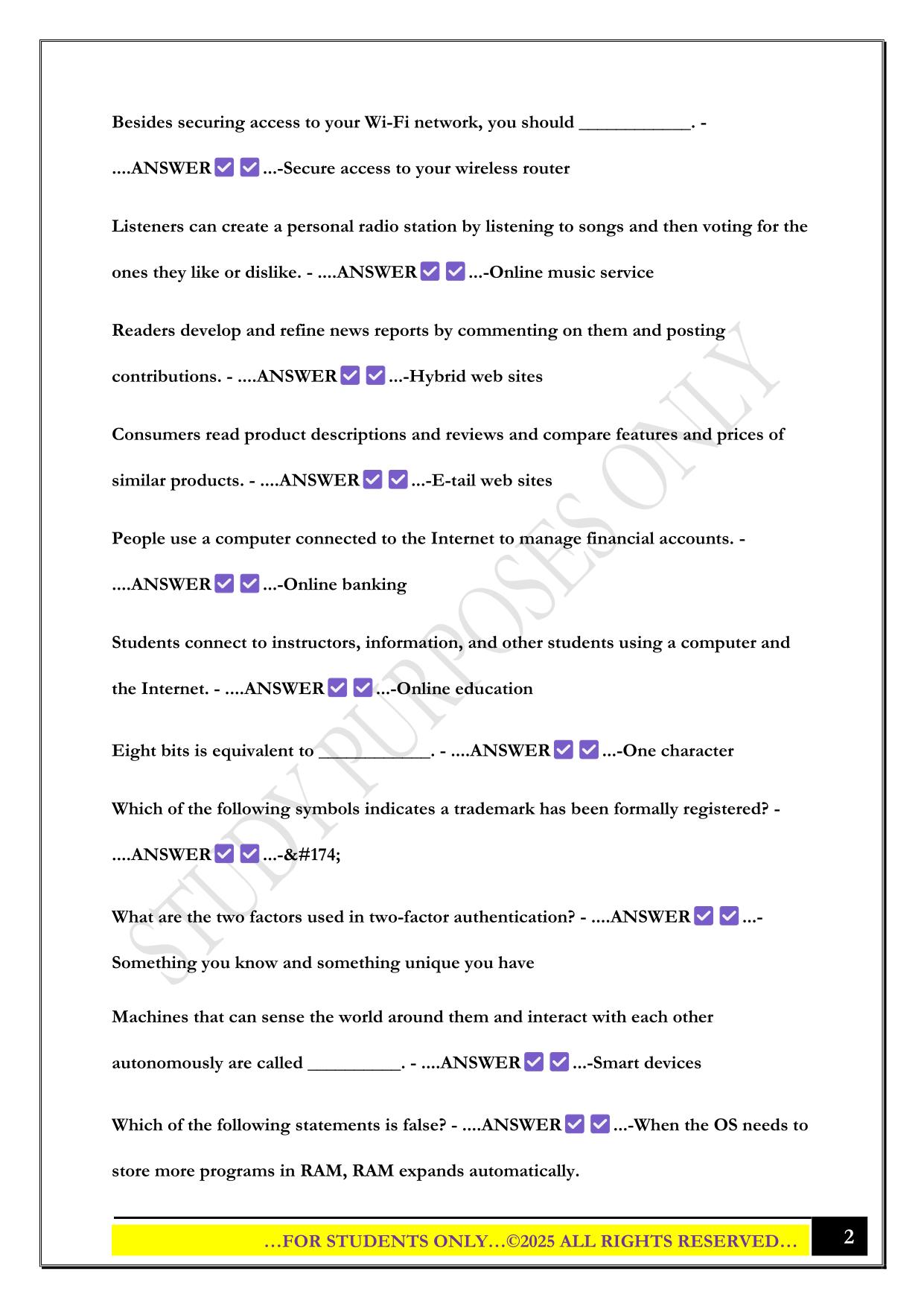 CIST 1001 SAM EXAM 3 2025 QUESTIONS AND ANSWERS