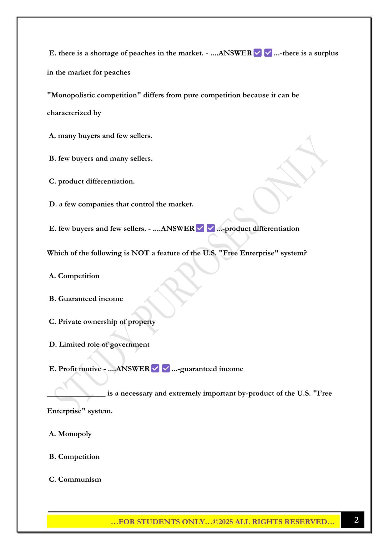 IUPUI BUS-x100 Exam 1 2025 Questions and Answers