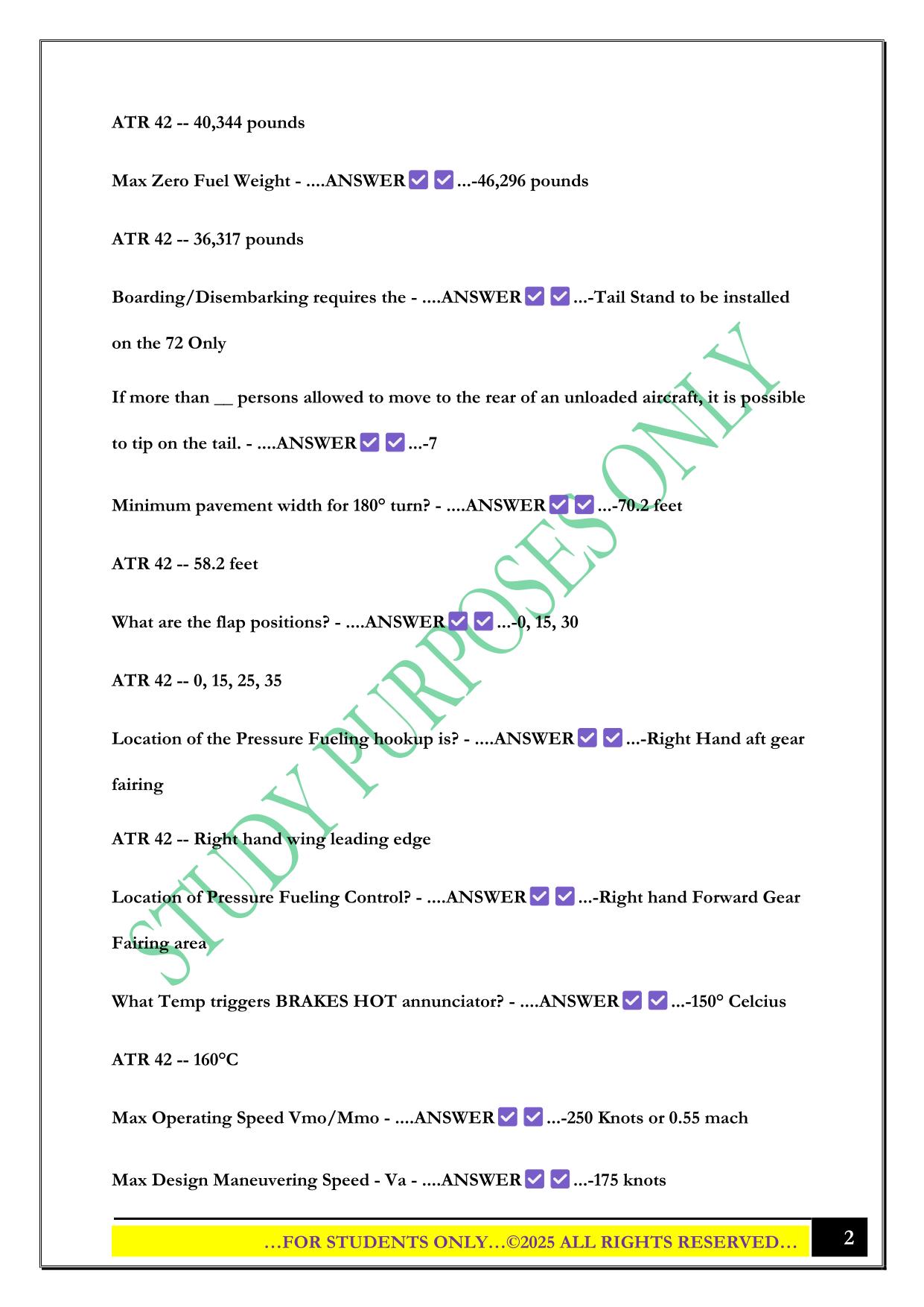 Silver Airways ATR 72-600 Limitations Exam 2025 Questions and Answers
