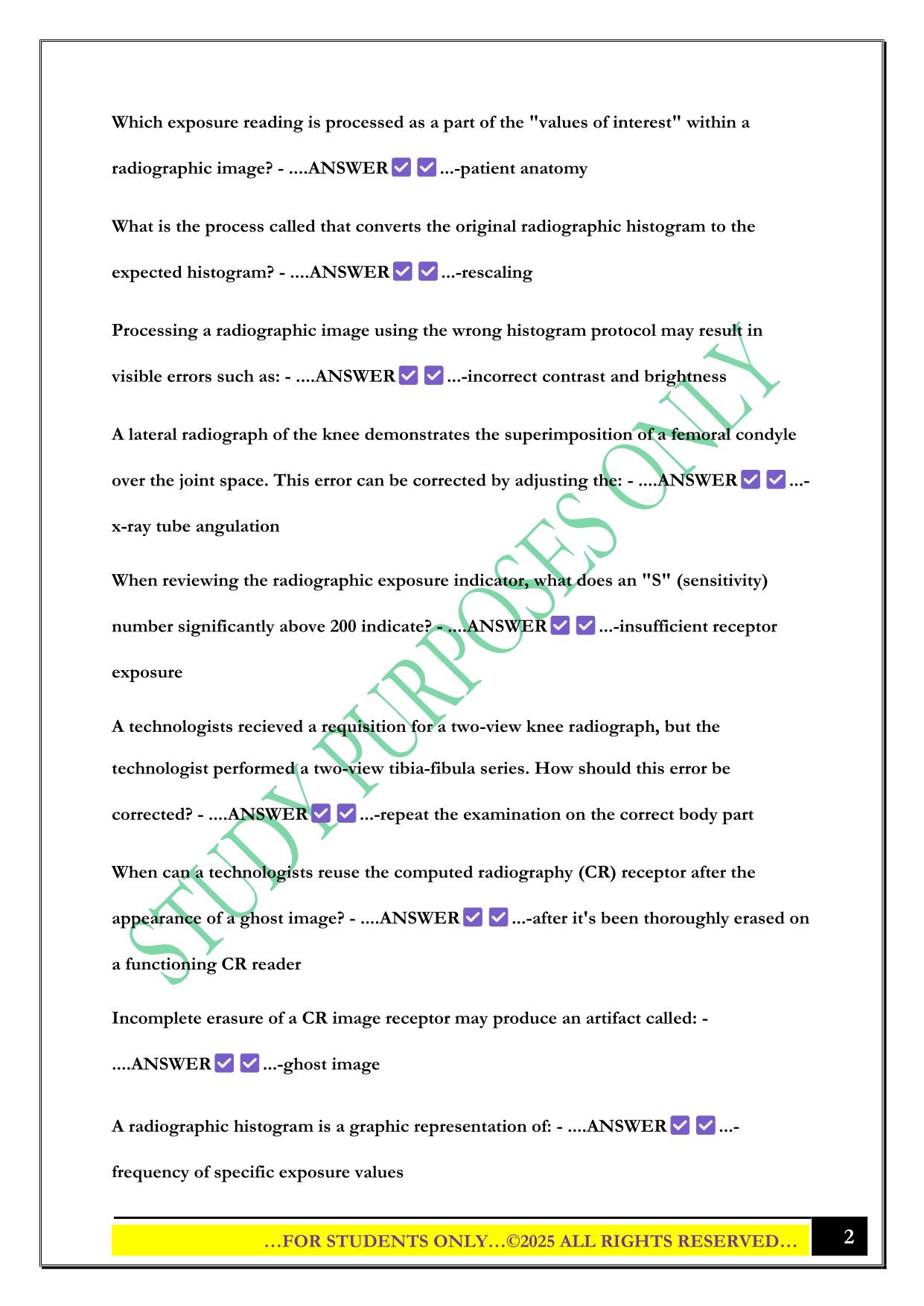 RTBC Image Evaluation and Quality Control Exam 2025 Questions and Answers
