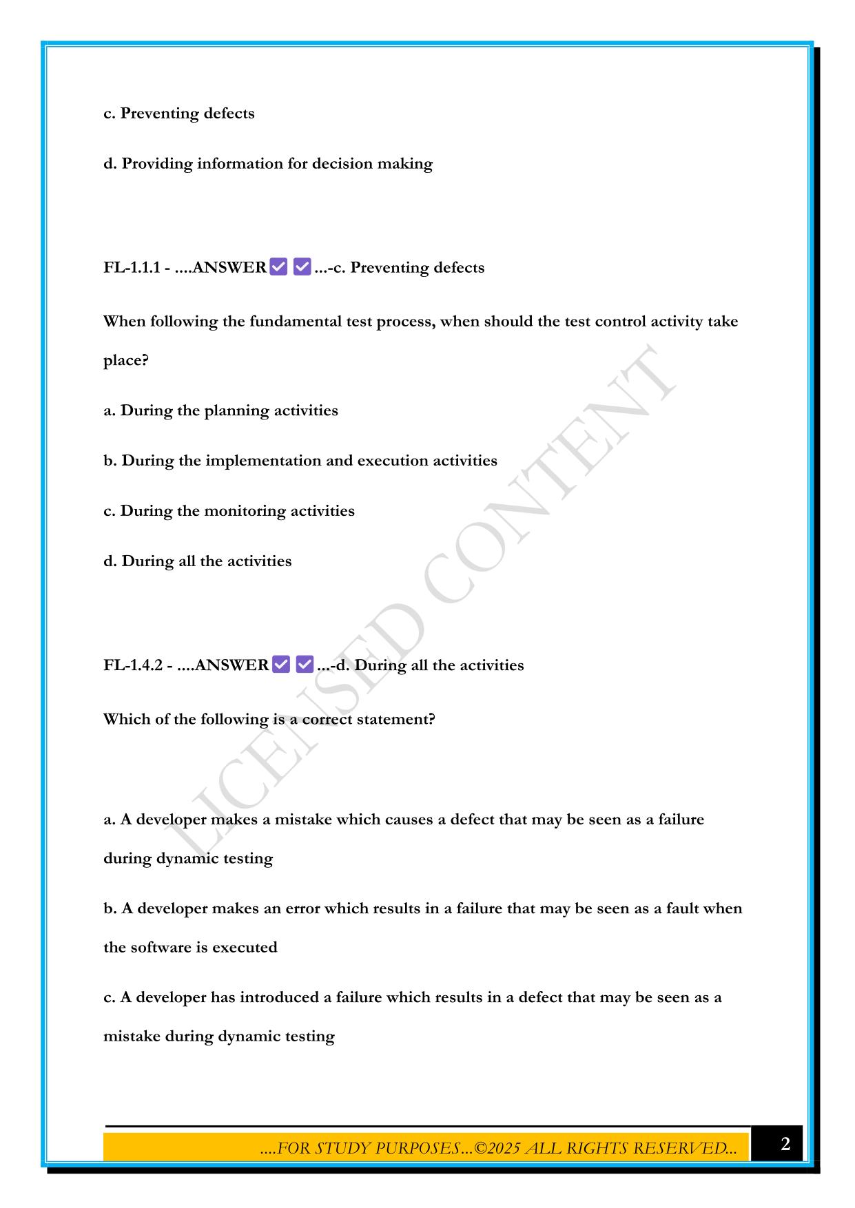 ASTQB/ISTQB - FOUNDATION LEVEL TESTER - EXAM 1 2025 QUESTIONS AND ANSWERS