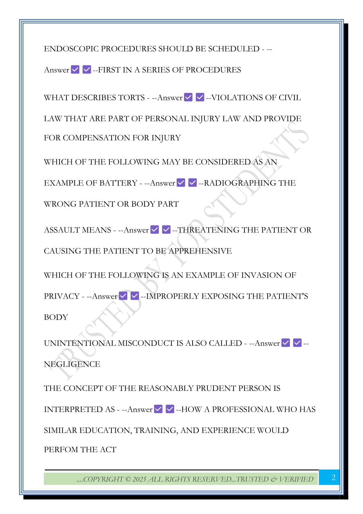 LMRT PATIANT CARE EXAM REVIEW 2025 Questions and Answers