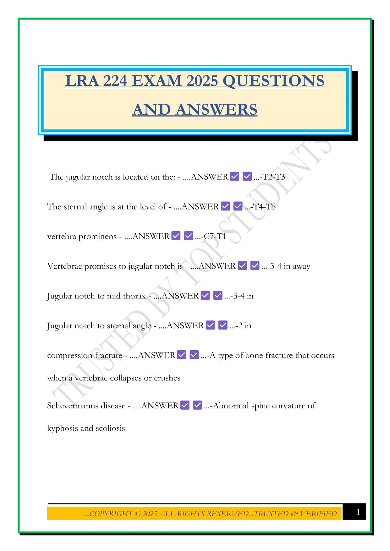LRA 224 EXAM 2025 QUESTIONS AND ANSWERS