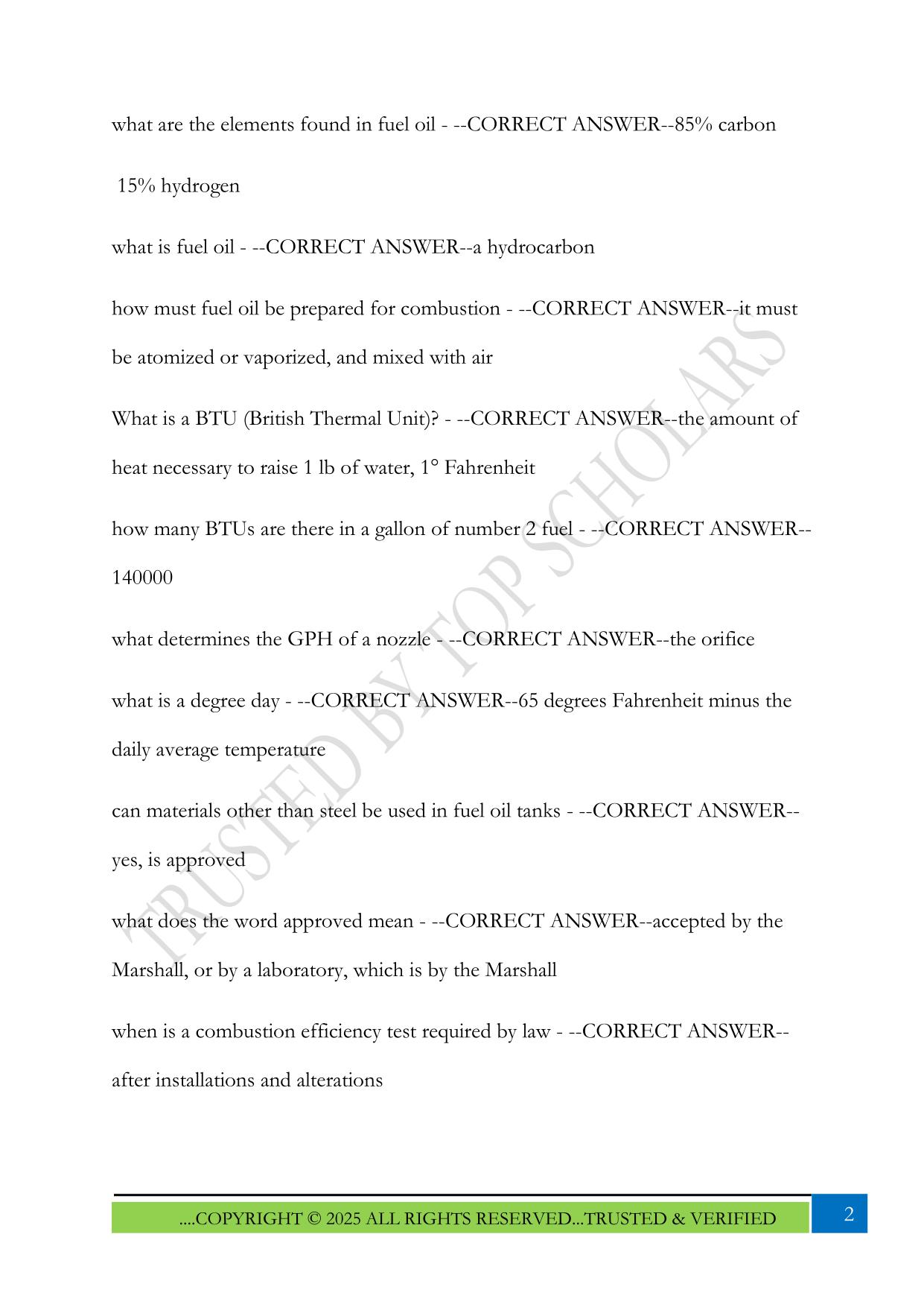 Oil Burners State test 2025 Questions and Answers