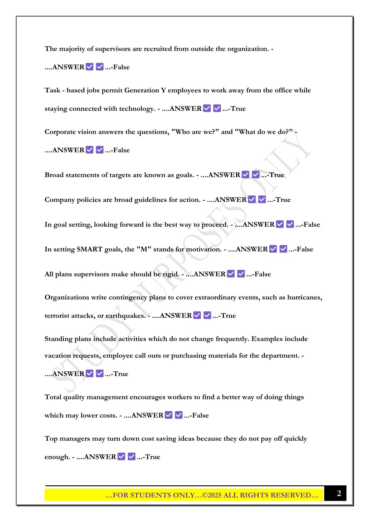SAM 3050 Final T/F Exam 2025 Questions and Answers