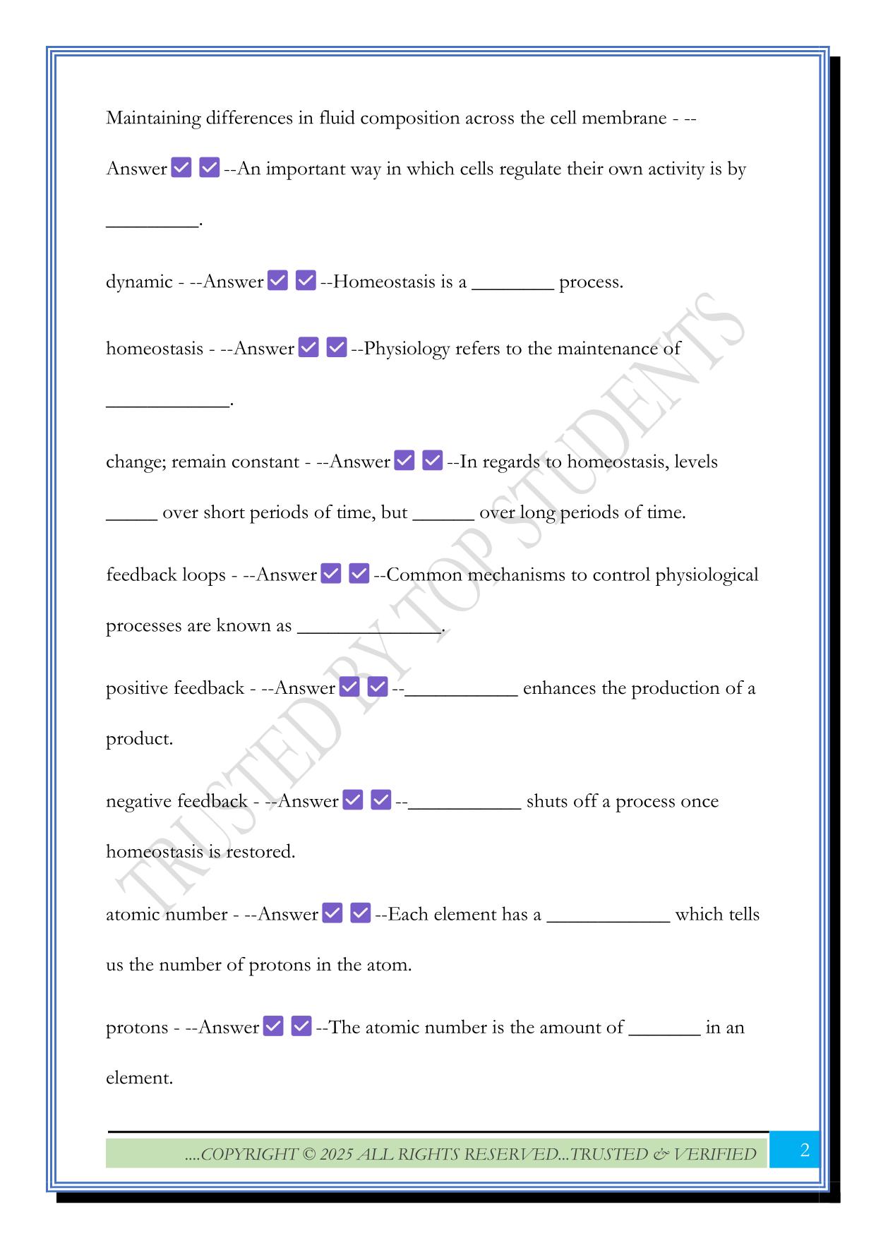 APHY 201 - Advanced Human Physiology: Exam 1 2025 Questions and Answers
