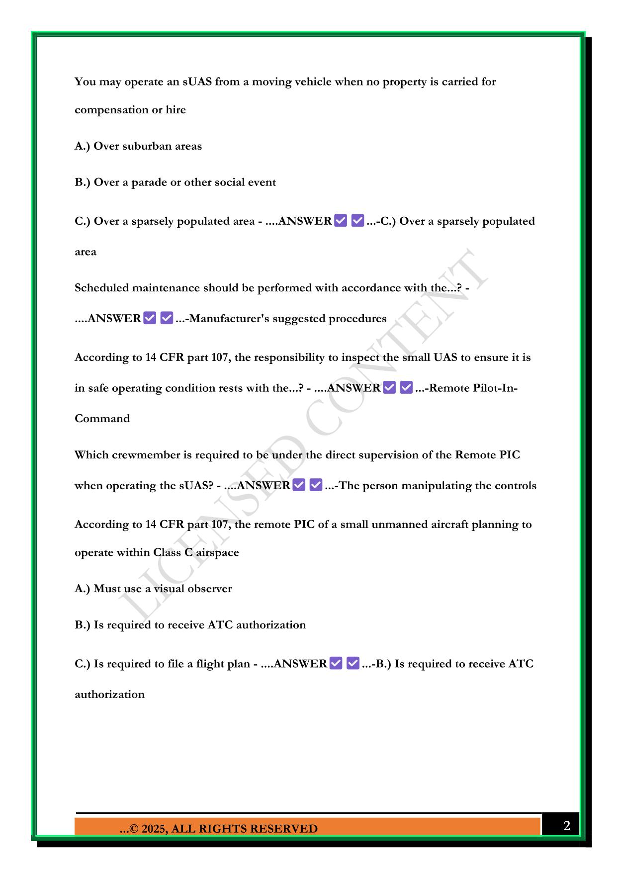 FAA DRONE TEST 2025 QUESTIONS AND ANSWERS
