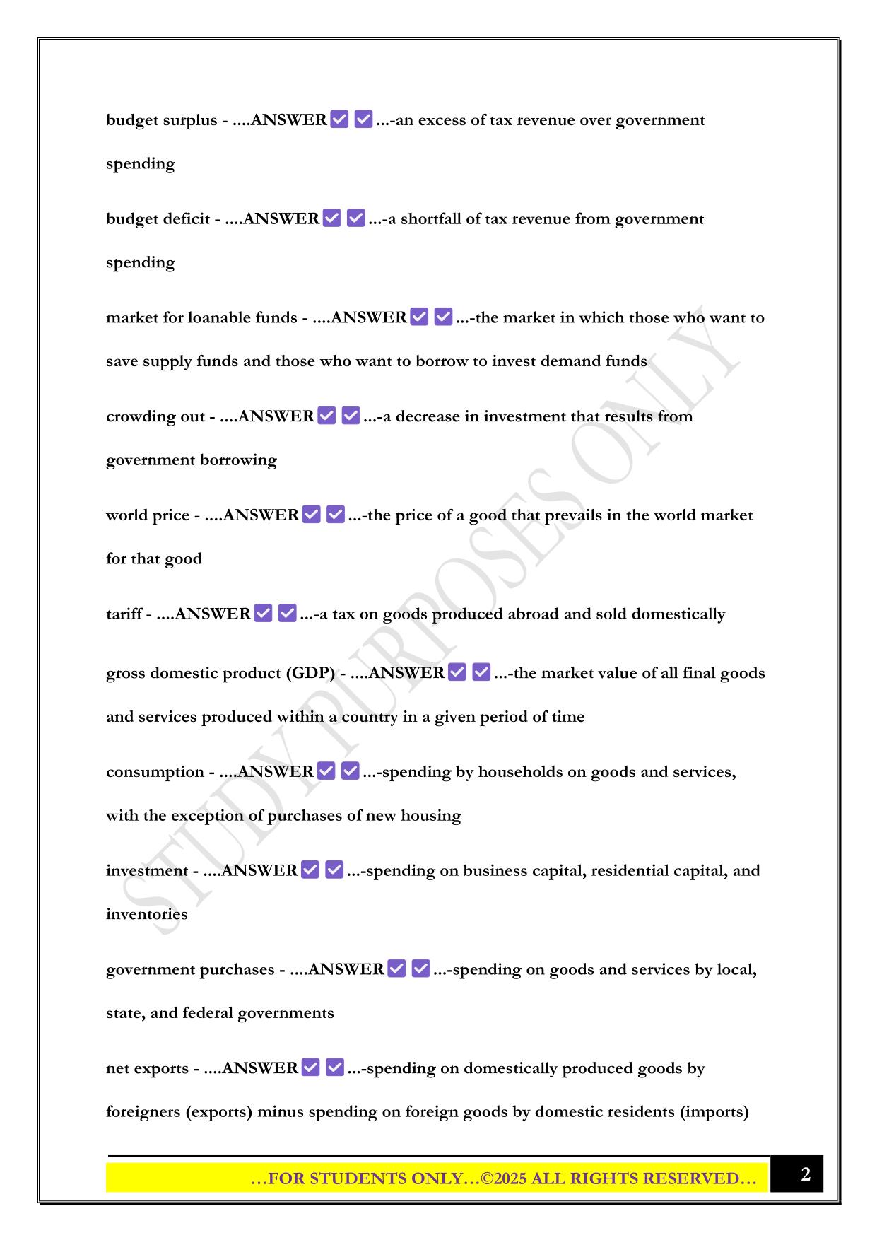 ASU ECN 211 EXAM 3 2025 QUESTIONS AND ANSWERS