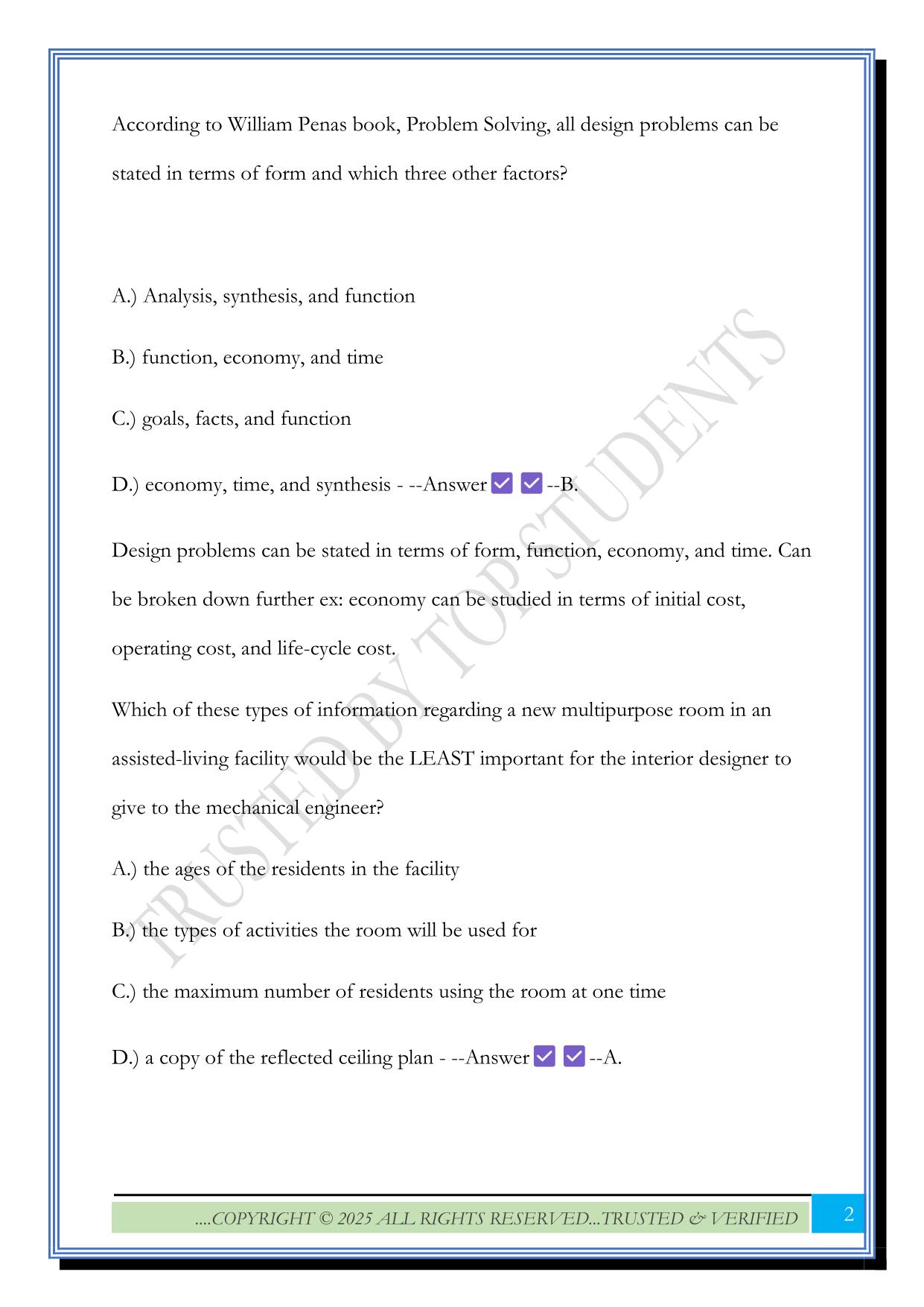 NCIDQ IDFX PRACTICE TEST 2025 Questions and Answers