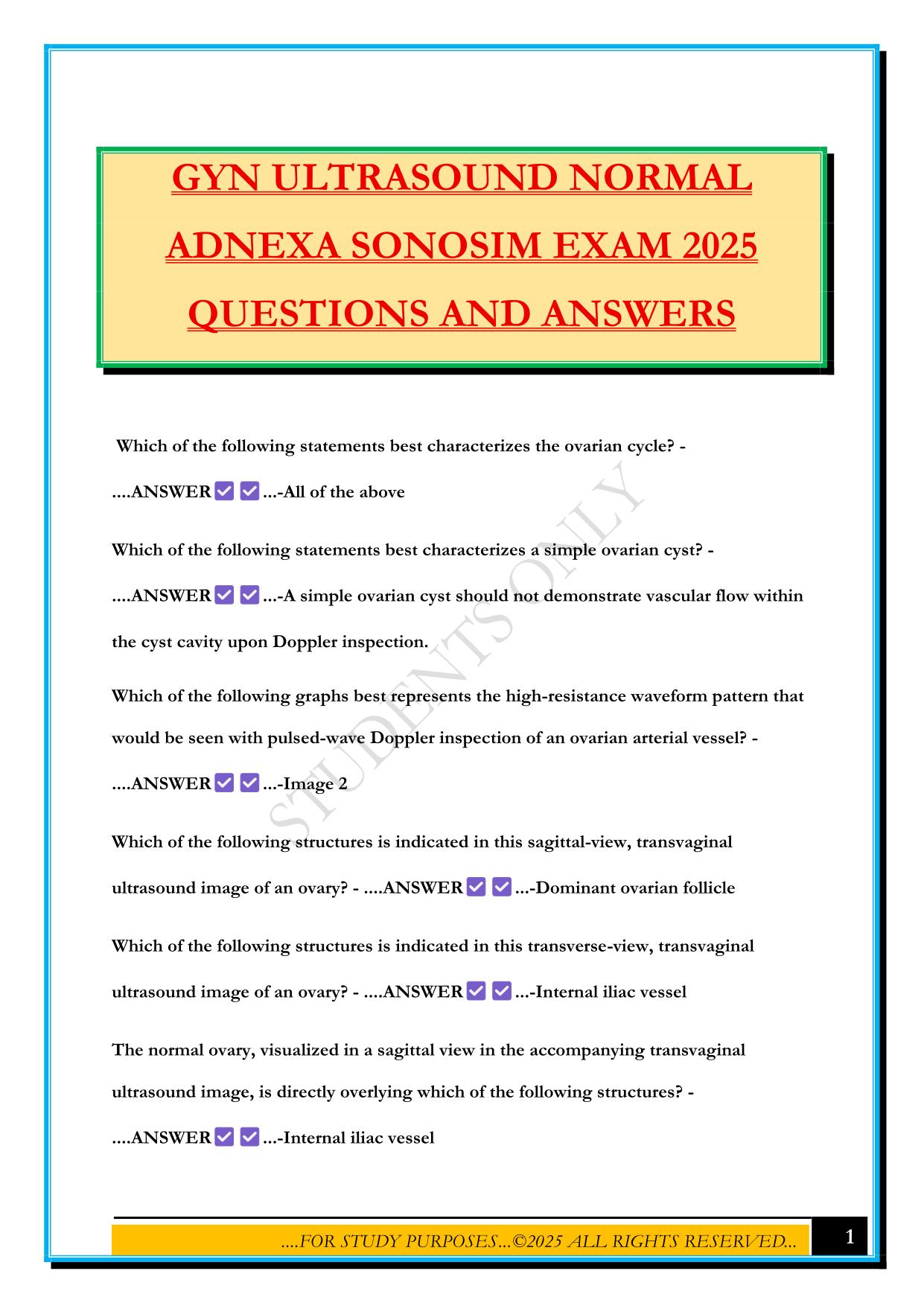 SONOSIM Bundled Exams 2025/2026 |Questions and Answers |100% Pass