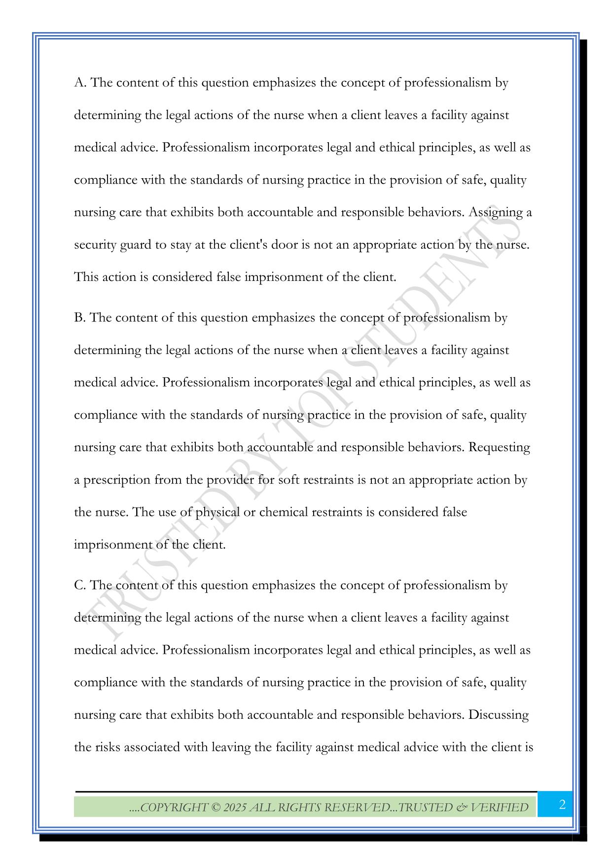 ATI Nurse Logic 2.0 ~ Nursing Concepts (Advanced Test) 2025 Questions and Answers