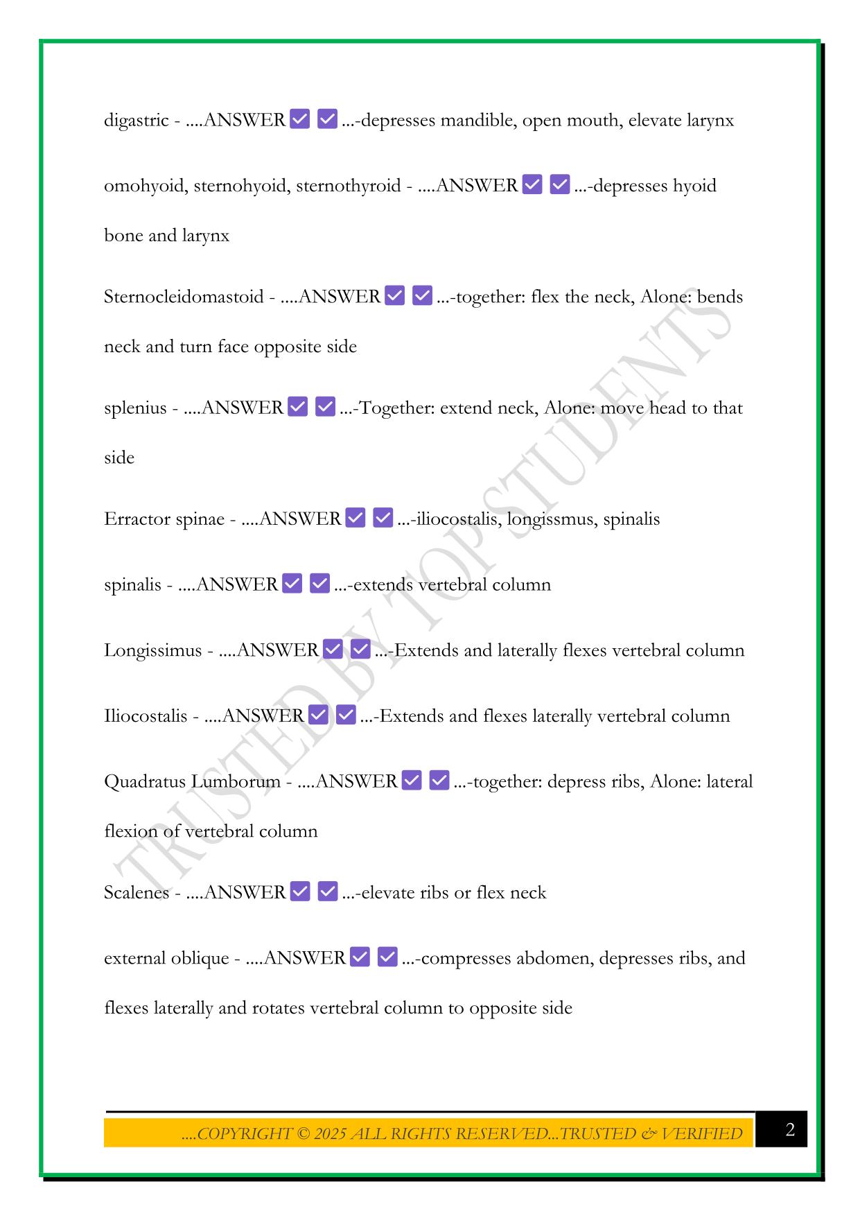 IUPUI ANATOMY EXAM 3 2025 QUESTIONS AND ANSWERS
