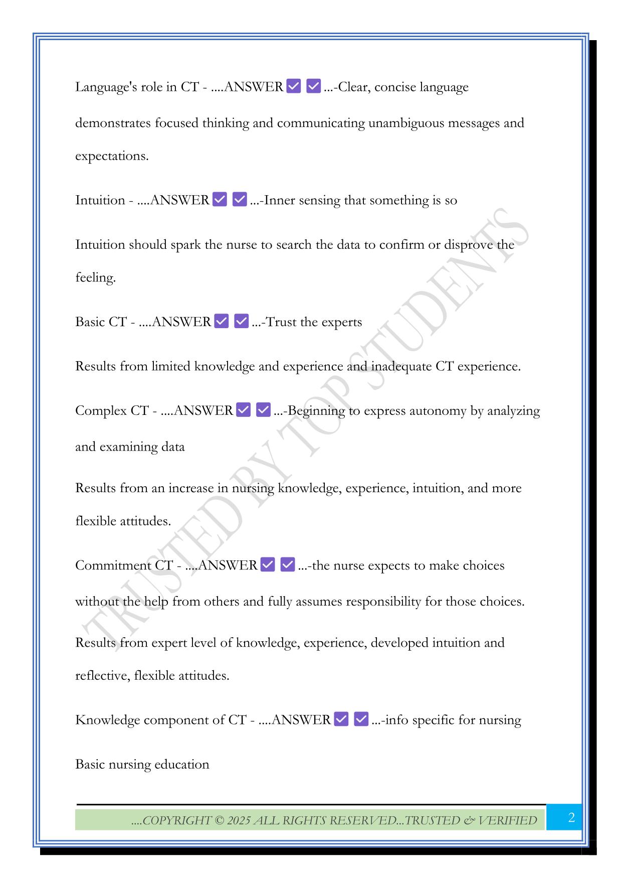 critical thinking cards for ATI Proctored exam 2025 Questions and Answers