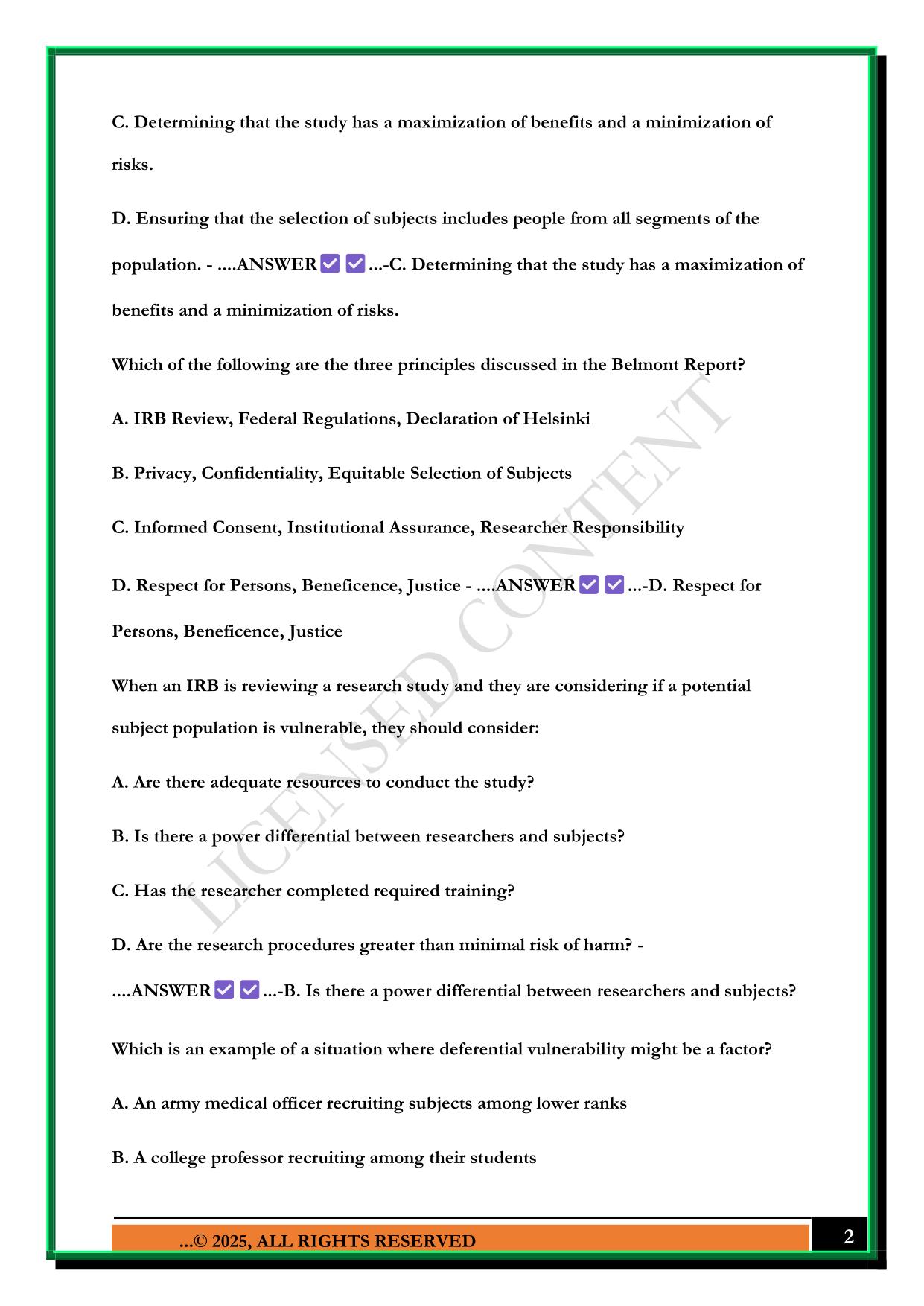 CITI TRAINING, MODULES 1-24 (BIOMEDICAL RESEARCH) EXAM 2025 QUESTIONS AND ANSWERS