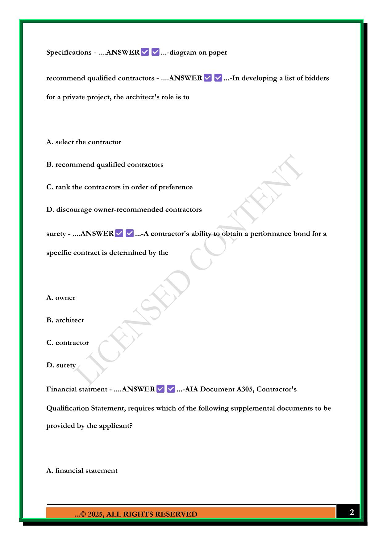 NCARB PRACTICE PROBLEMS EXAM 2025 QUESTIONS AND ANSWERS