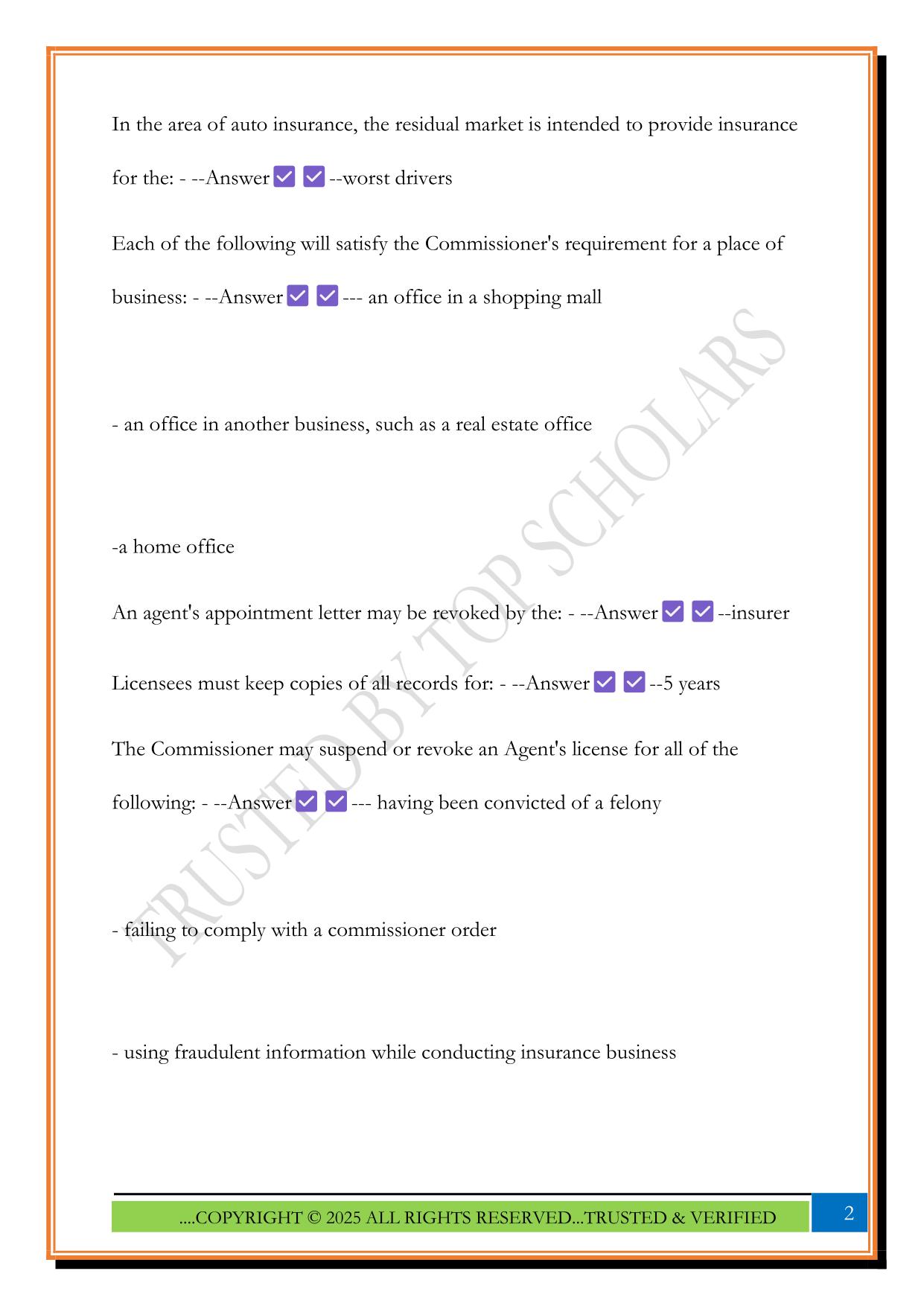 Georgia insurance laws Exam 2025 Questions and Answers
